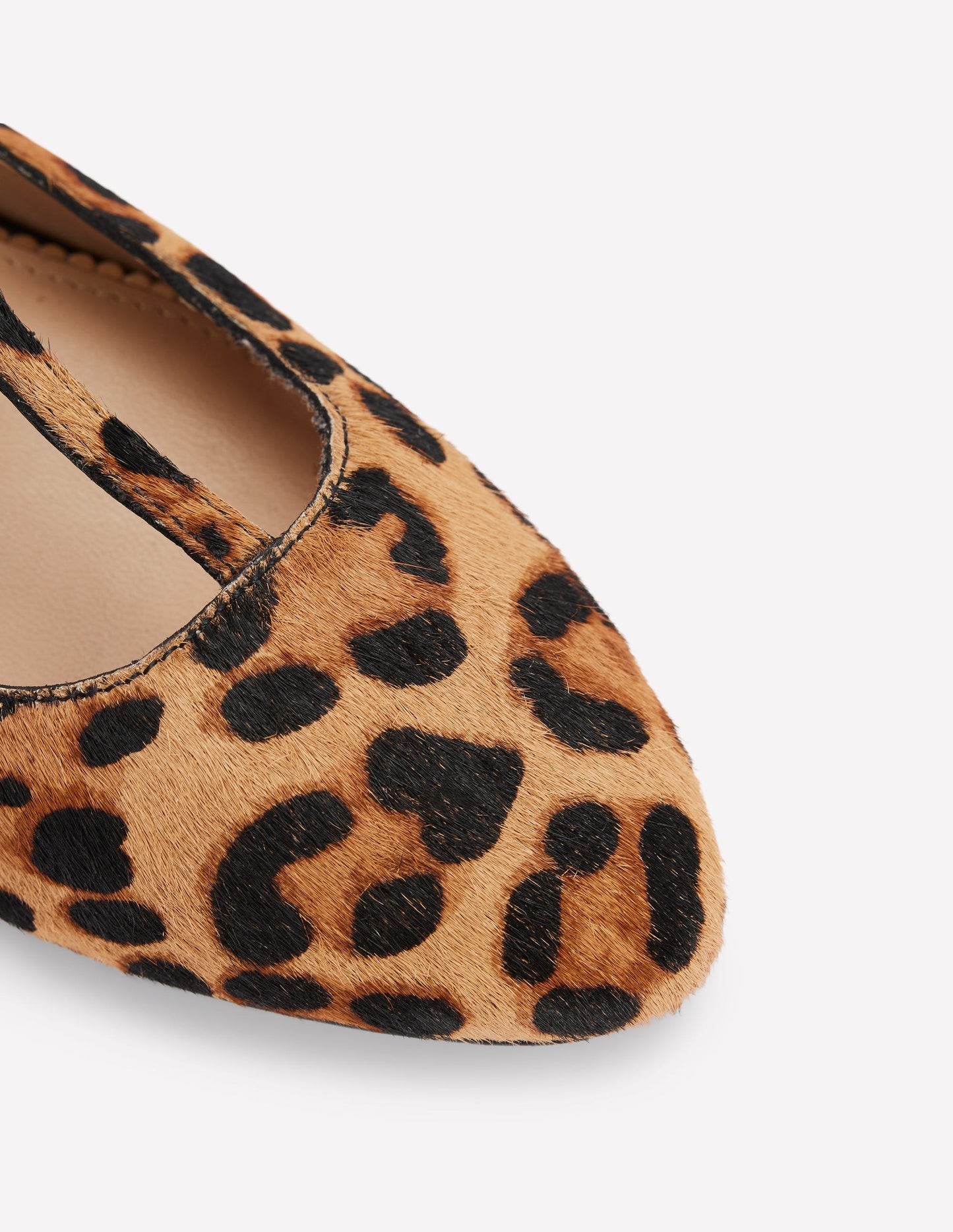 Round Toe T-Bar Flats-Leopard