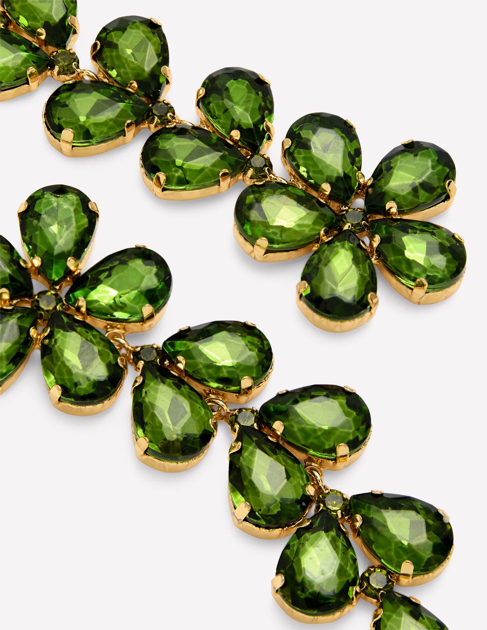 Statement Jewel Drop Earrings-Green