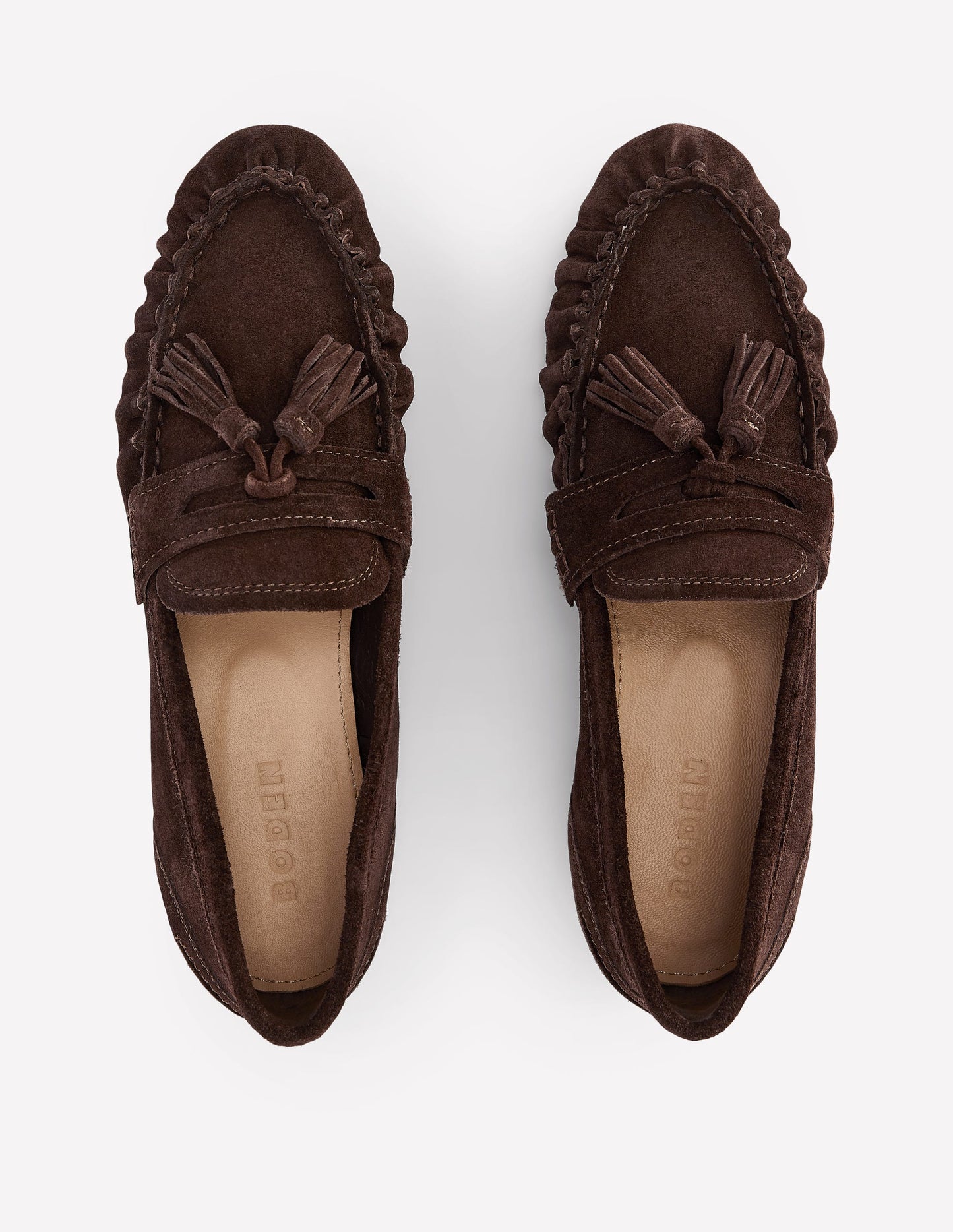 Soft Ruched Loafers-Chocolate
