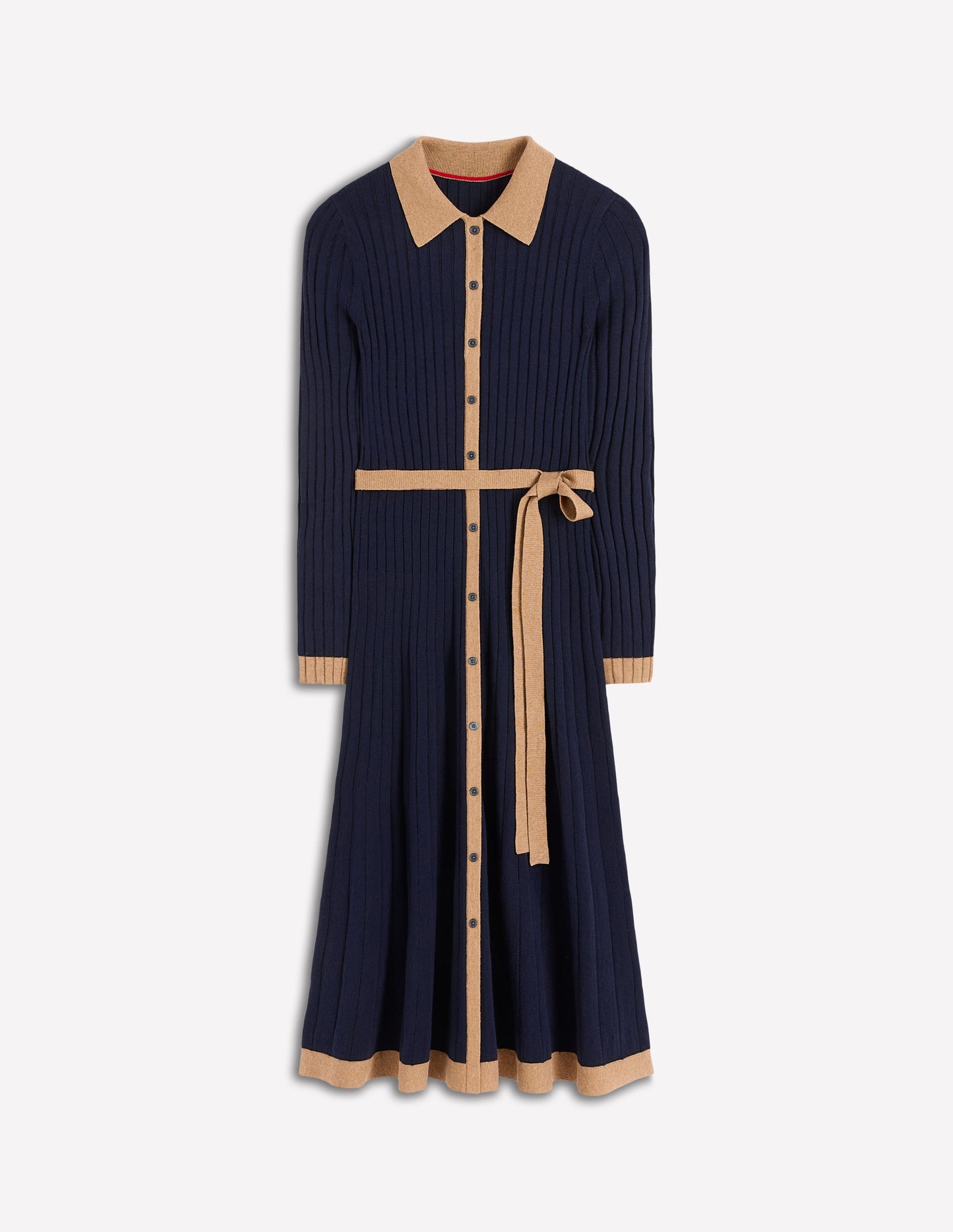 Rachel Knitted Shirt Dress-Navy
