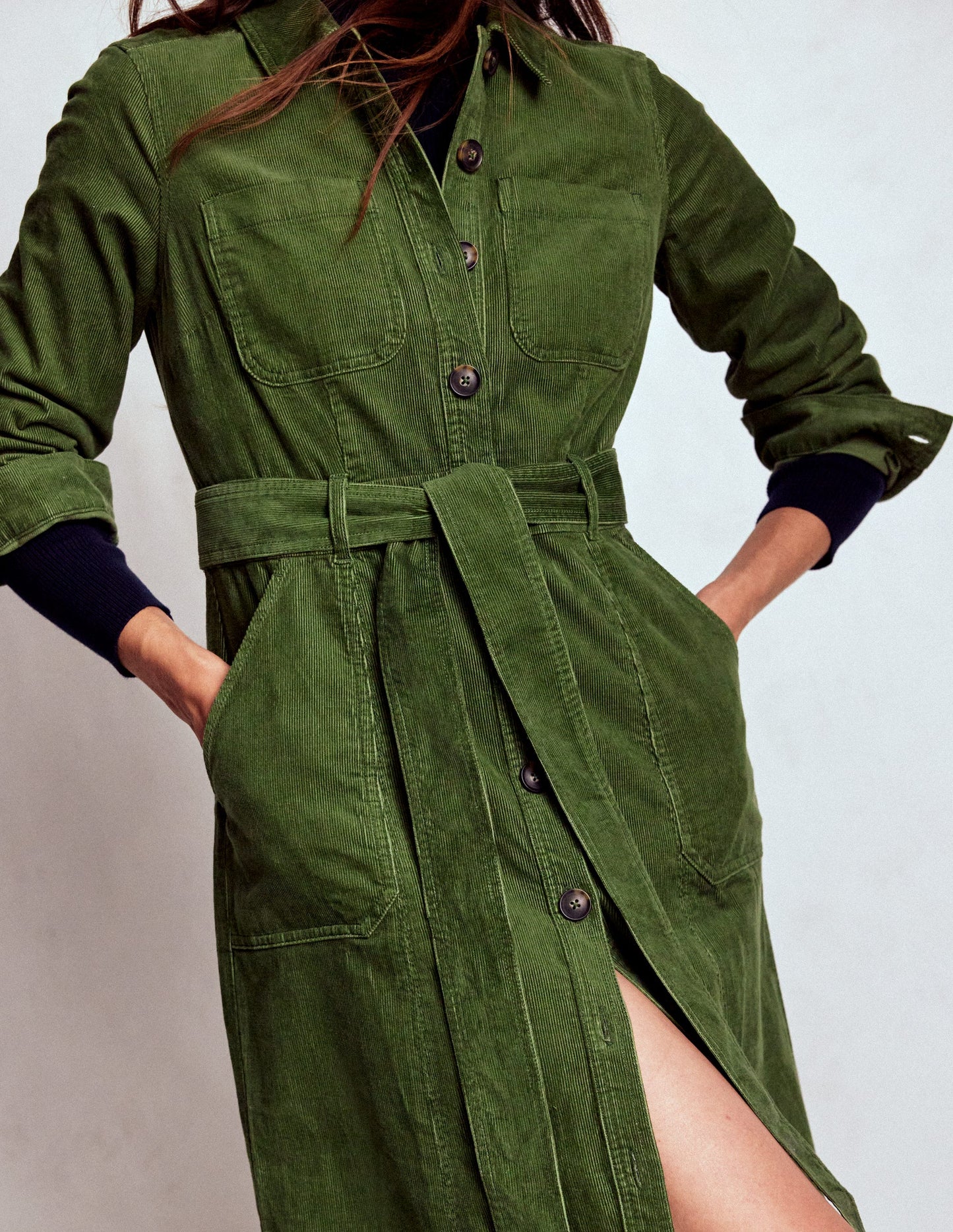 Amanda Cord Midi Dress-Fern