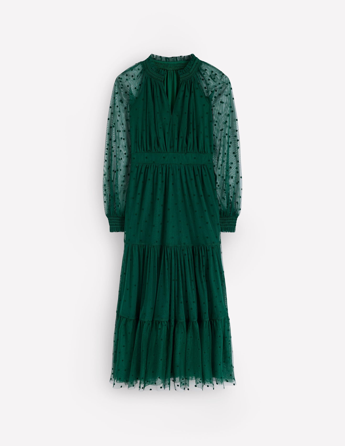 Lucille Tulle Midi Dress-Emerald Night
