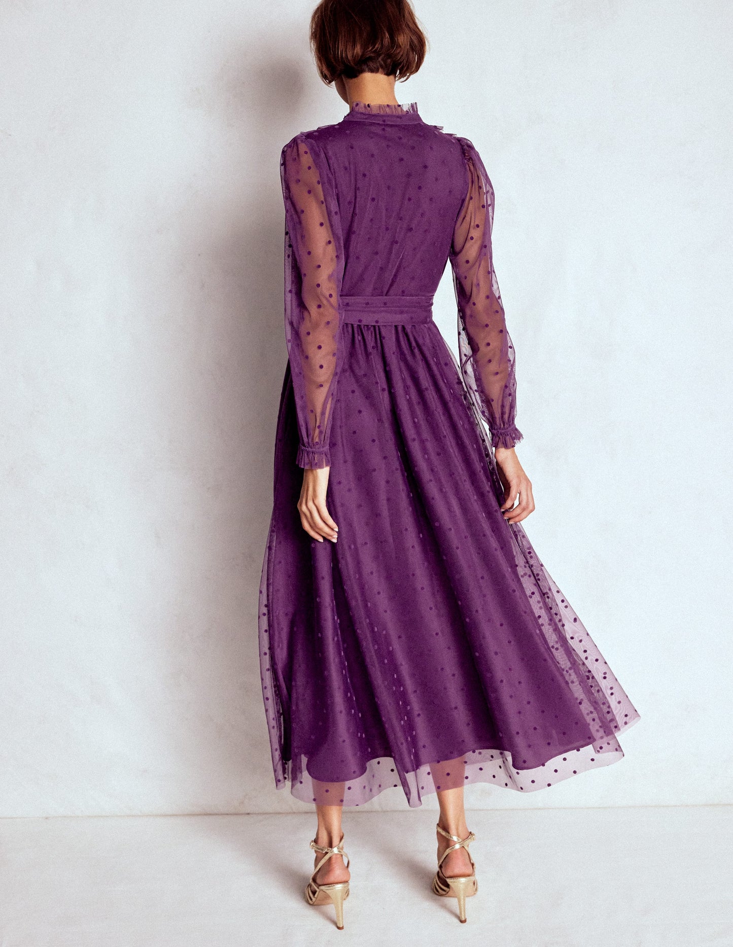 Tulle Ruffle Maxi Dress-Viola Purple