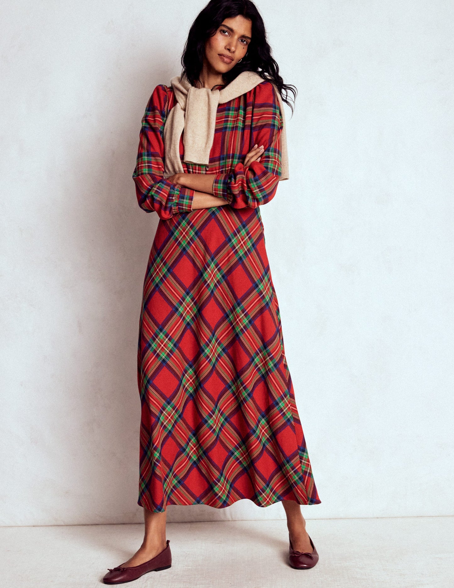 Cassie Check Tea Dress-Red, Blue and Green Check