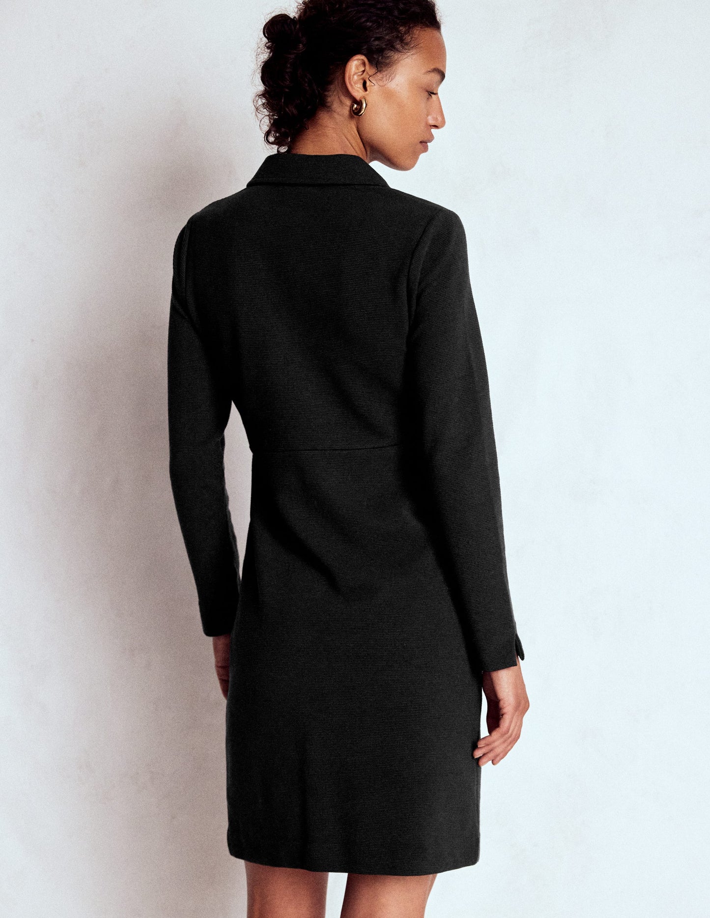 Cam Zip-up Ottoman Dress-Black