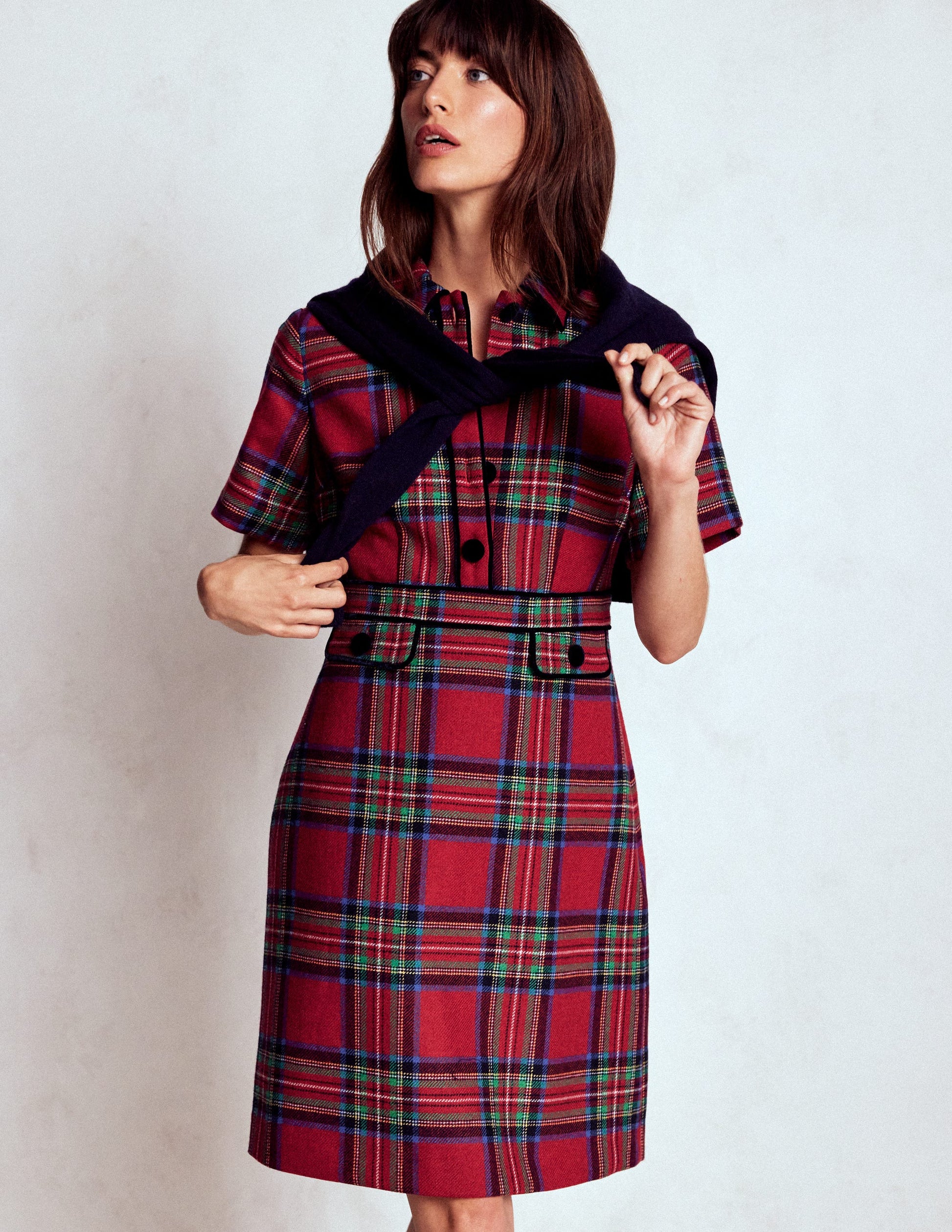 Eda Check Shift Dress-Red, Blue and Green Check-4
