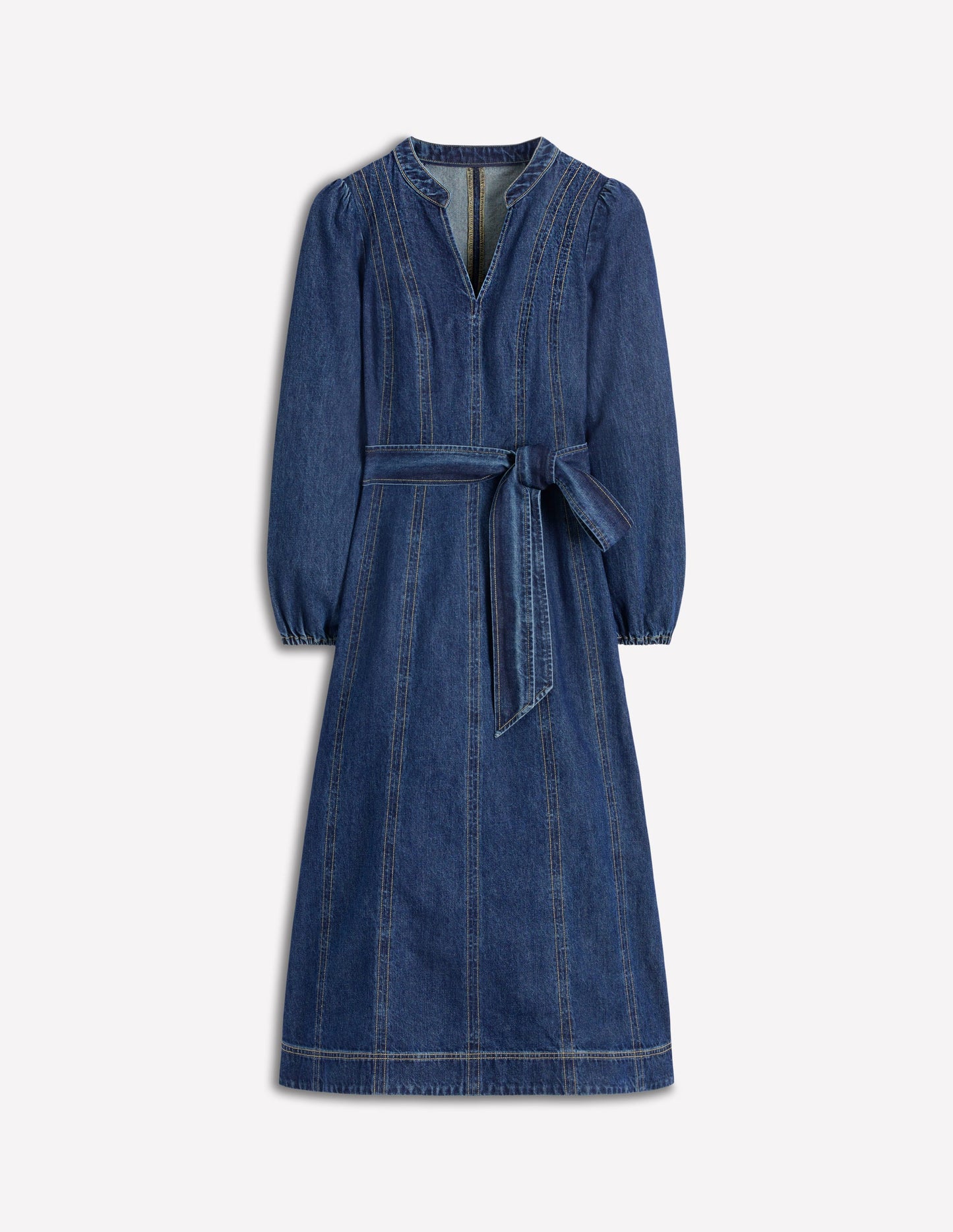 Ros Panelled Denim Midi Dress-Indigo Denim
