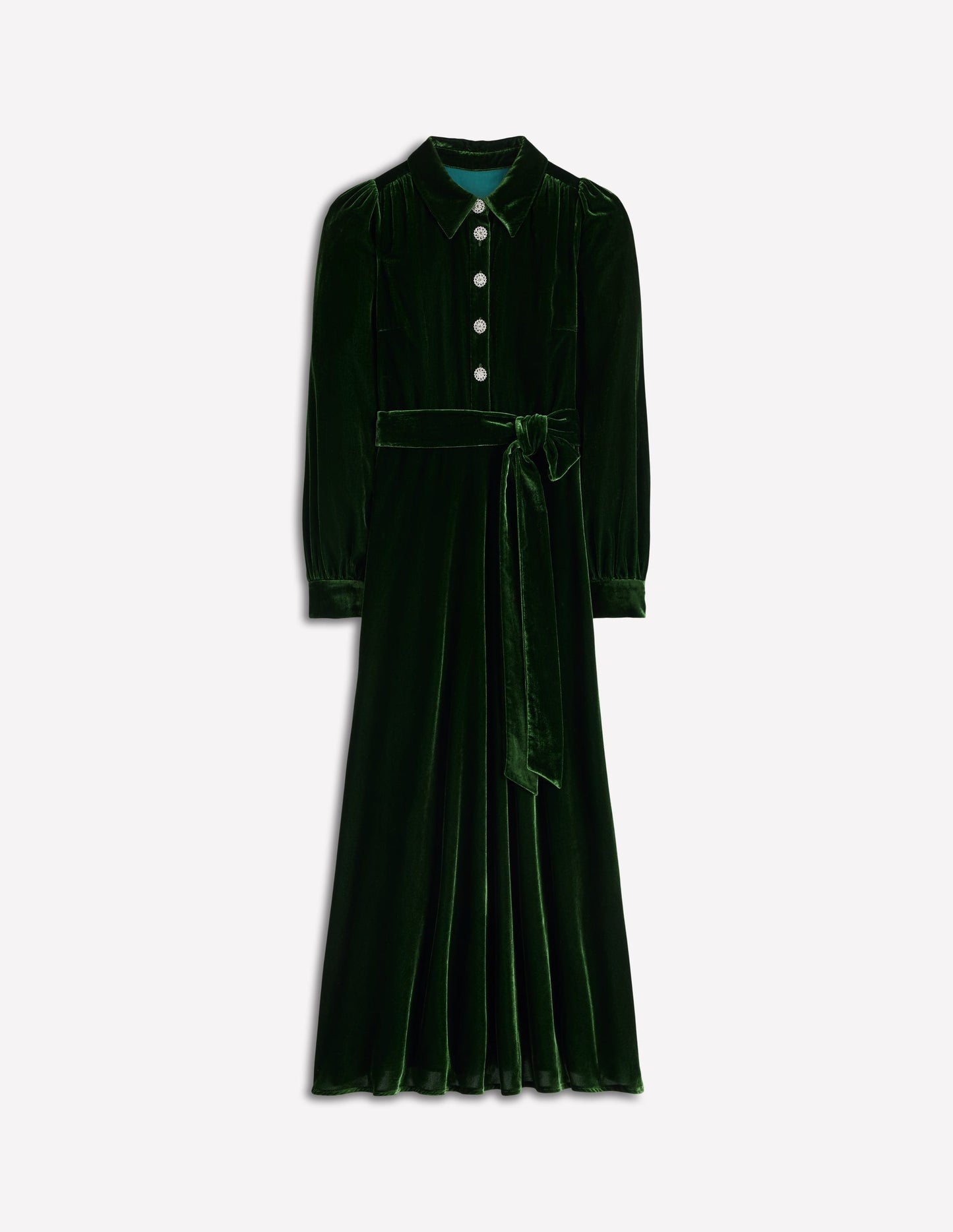 Vivienne Velvet Midi Dress-Green Fir