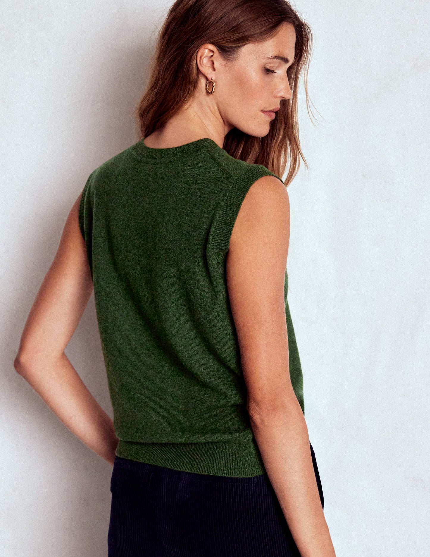 Eva Cashmere Tank-Kale Leaf Melange