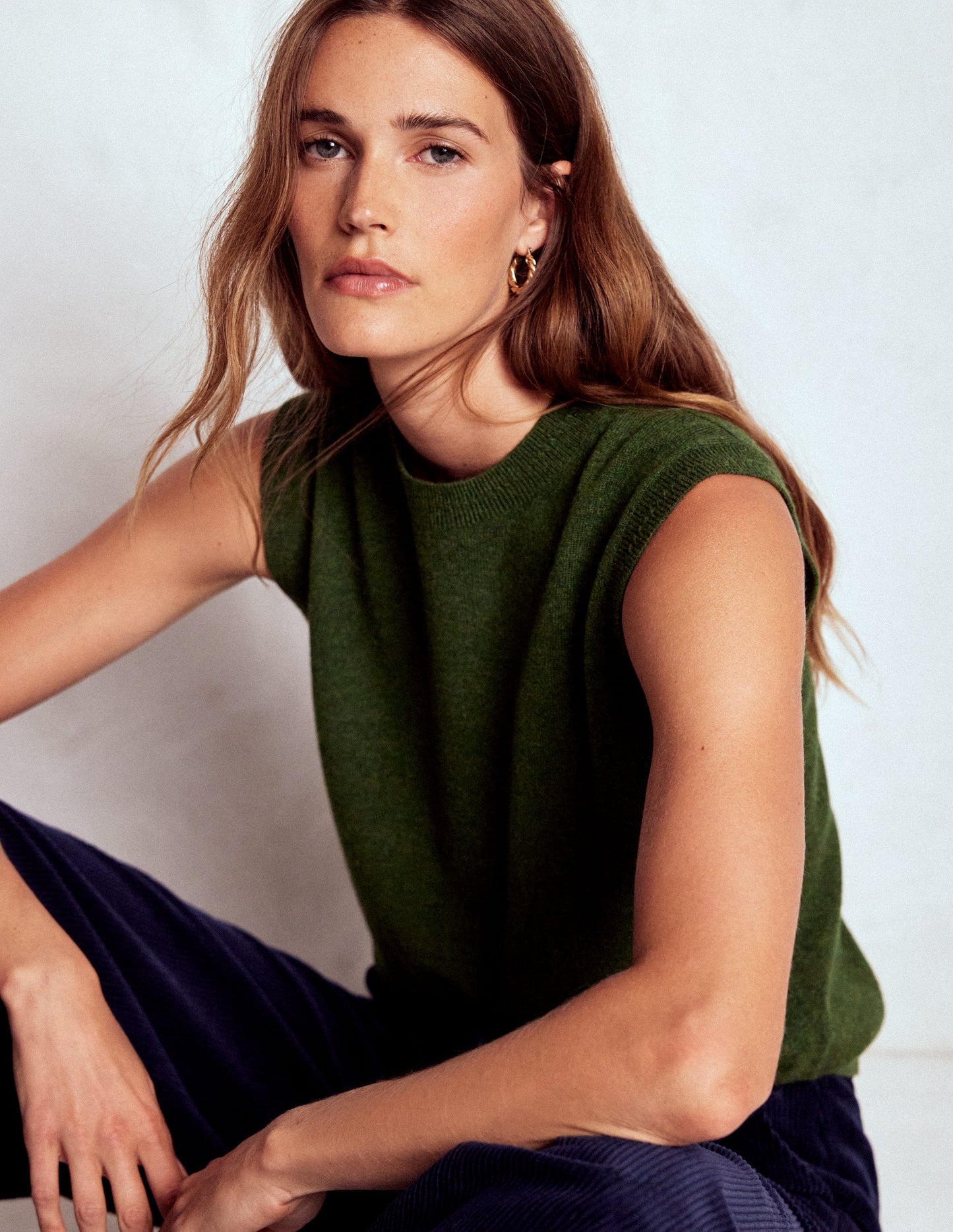 Eva Cashmere Tank-Kale Leaf Melange