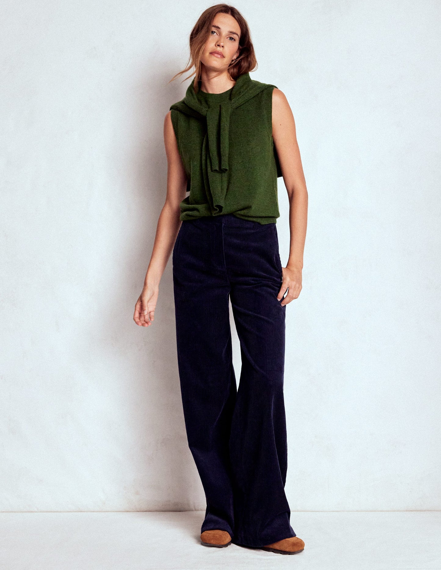 Eva Cashmere Tank-Kale Leaf Melange