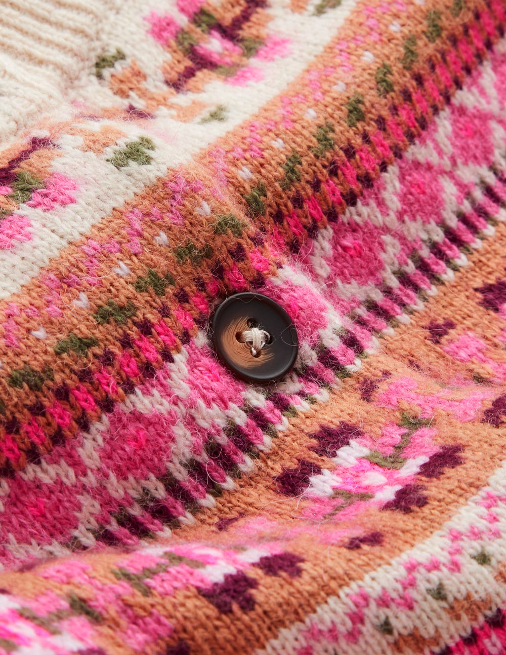 Edie Fair Isle Cardigan-Pink Heritage Fair Isle
