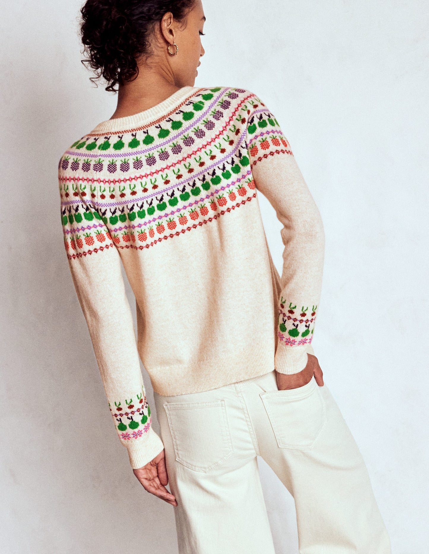 Edie Fair Isle Cardigan-Ecru Marl, Fruit