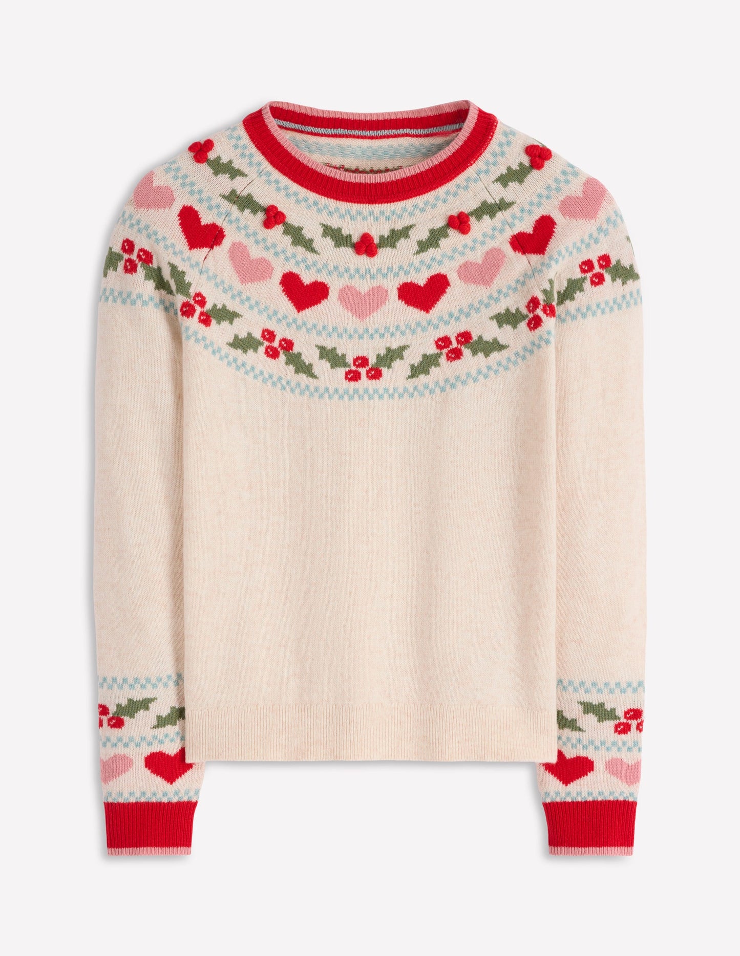 Edie Fair Isle Jumper-Oatmeal Melange, Holly