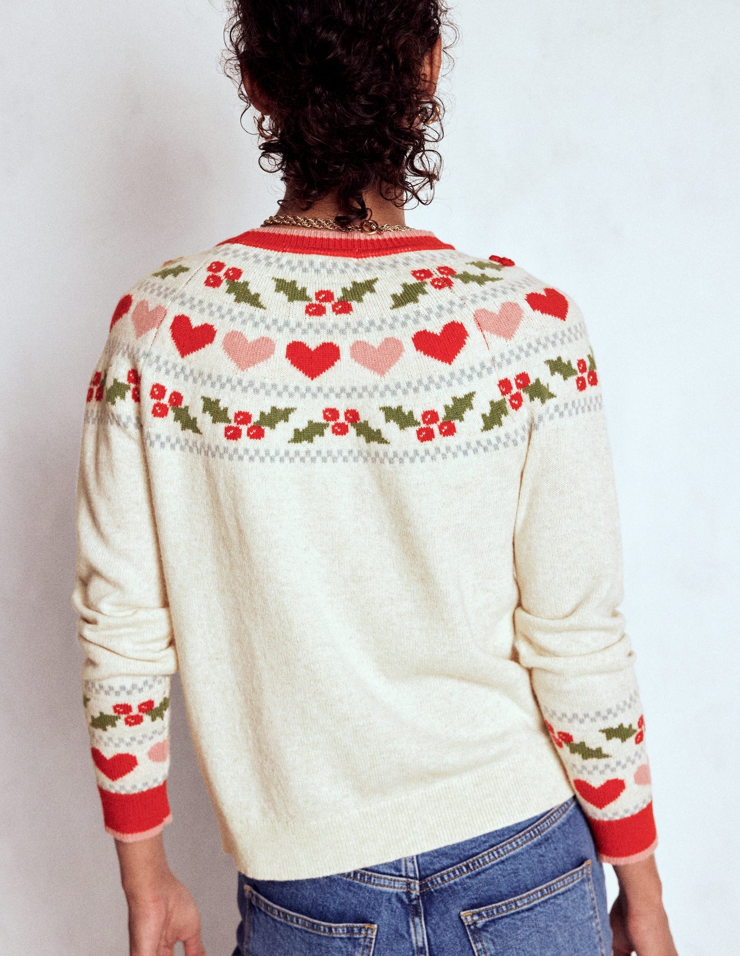 Edie Fair Isle Jumper-Oatmeal Melange, Holly