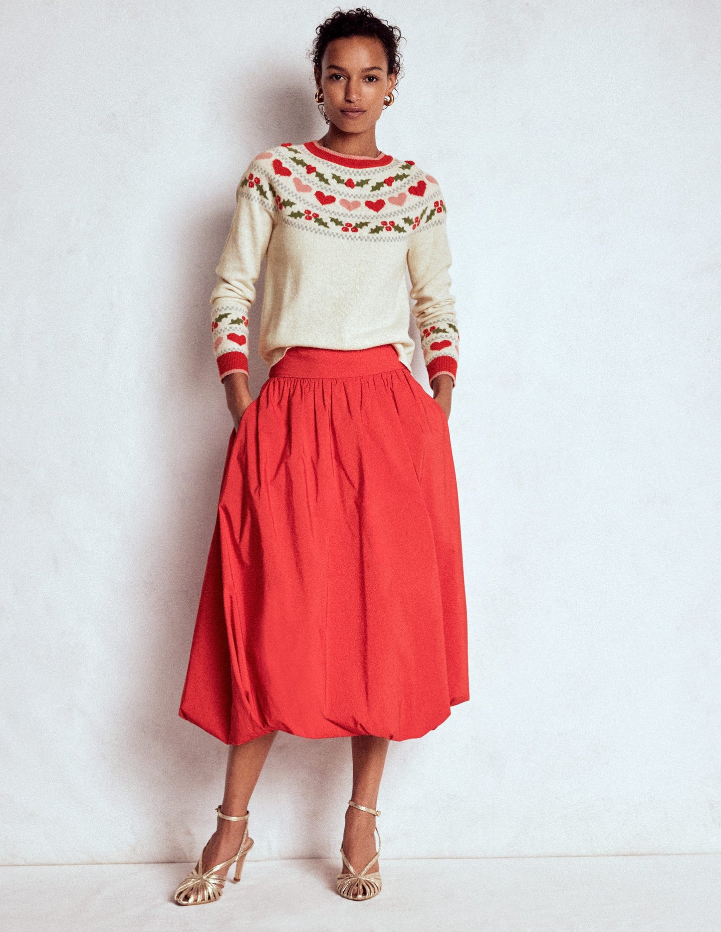 Edie Fair Isle Jumper-Oatmeal Melange, Holly