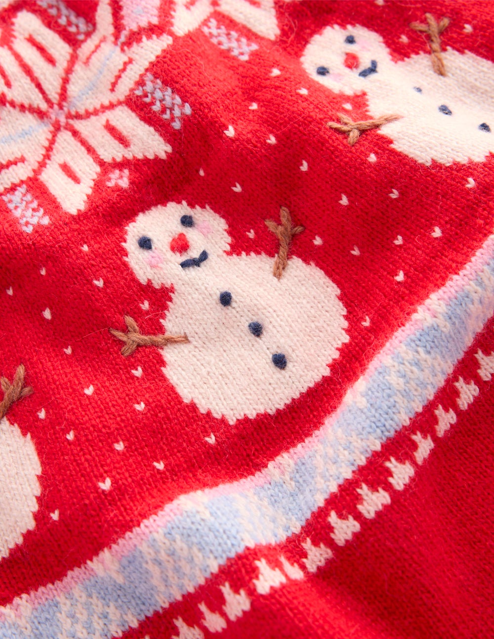 Edie Fair Isle Jumper-Red, Snowman