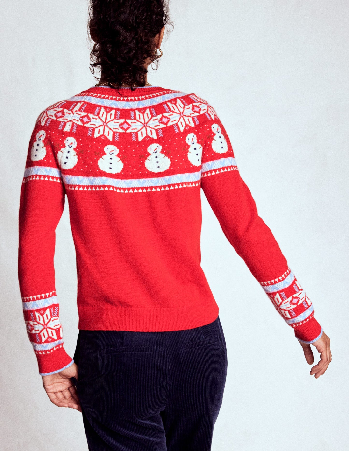 Edie Fair Isle Jumper-Red, Snowman