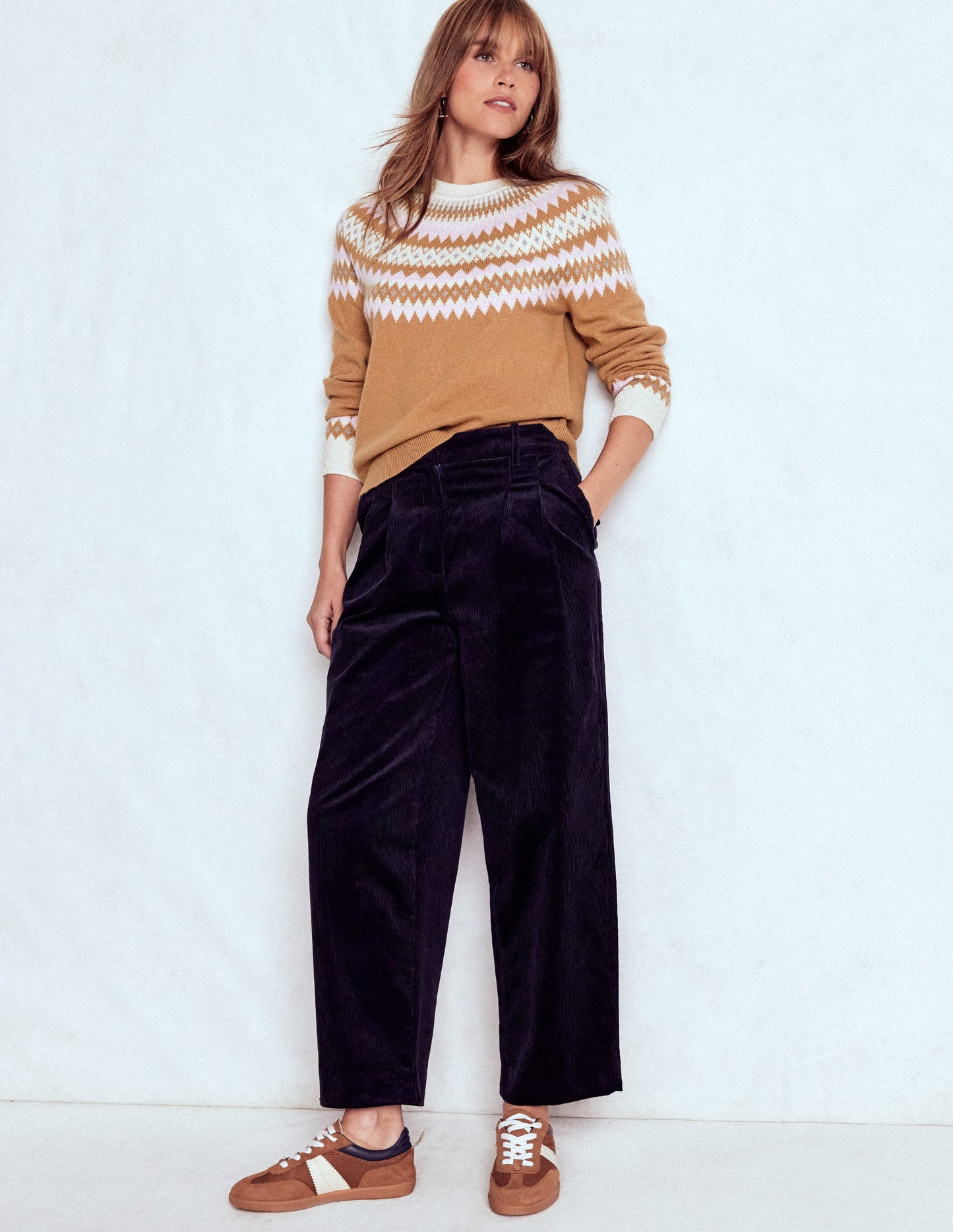 Edie Fair Isle Jumper-Camel Melange Fair Isle