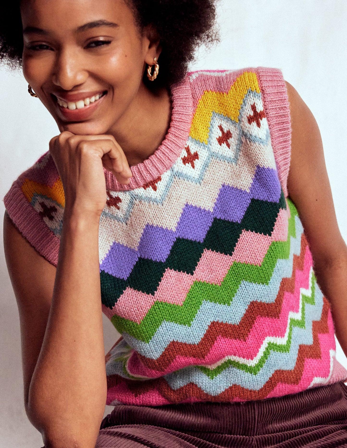 Eleanor Fair Isle Tank-Pink Heritage Fair Isle