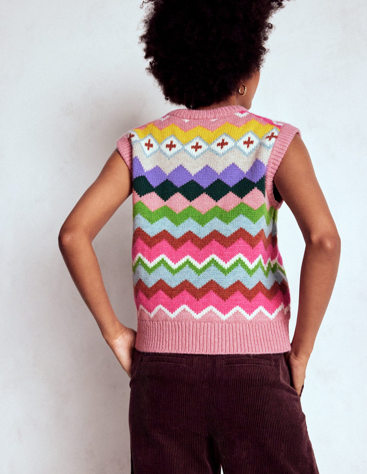 Eleanor Fair Isle Tank-Pink Heritage Fair Isle