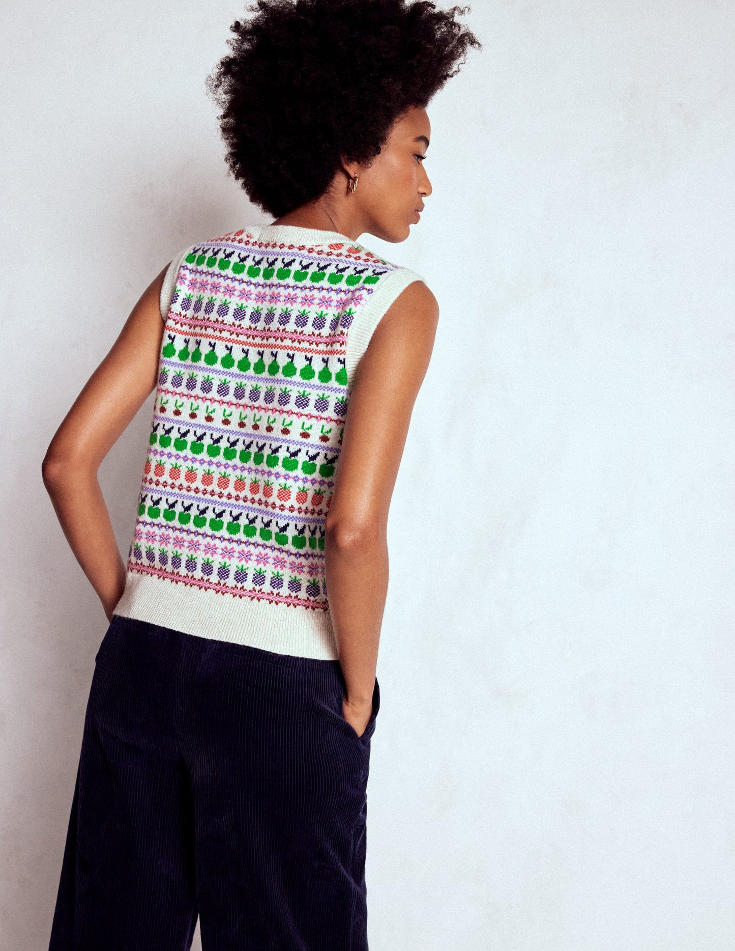 Edie Fair Isle Tank-Ecru Marl, Fruit