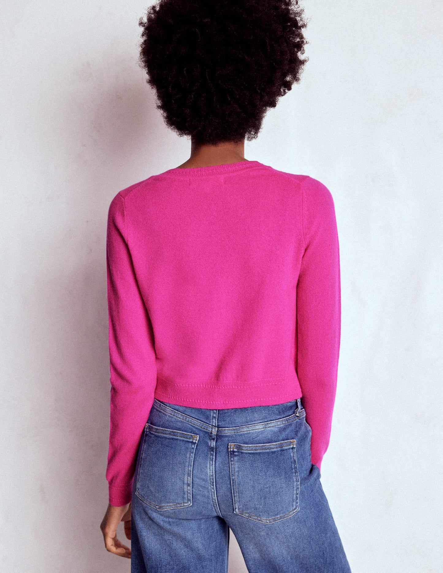 Eva Cashmere Cropped Cardigan-Pop Pansy