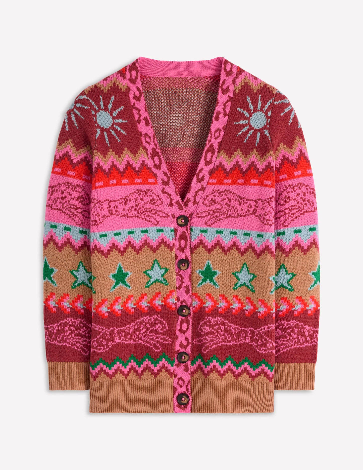 Quinn Boyfriend Cardigan-Camel, Cheetahs
