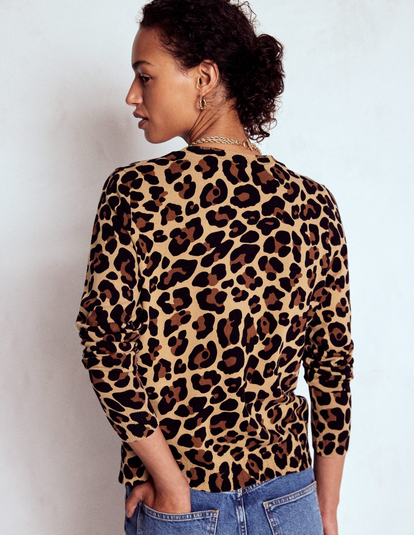 Emilia Cotton Crew Jumper-Cheetah Pop