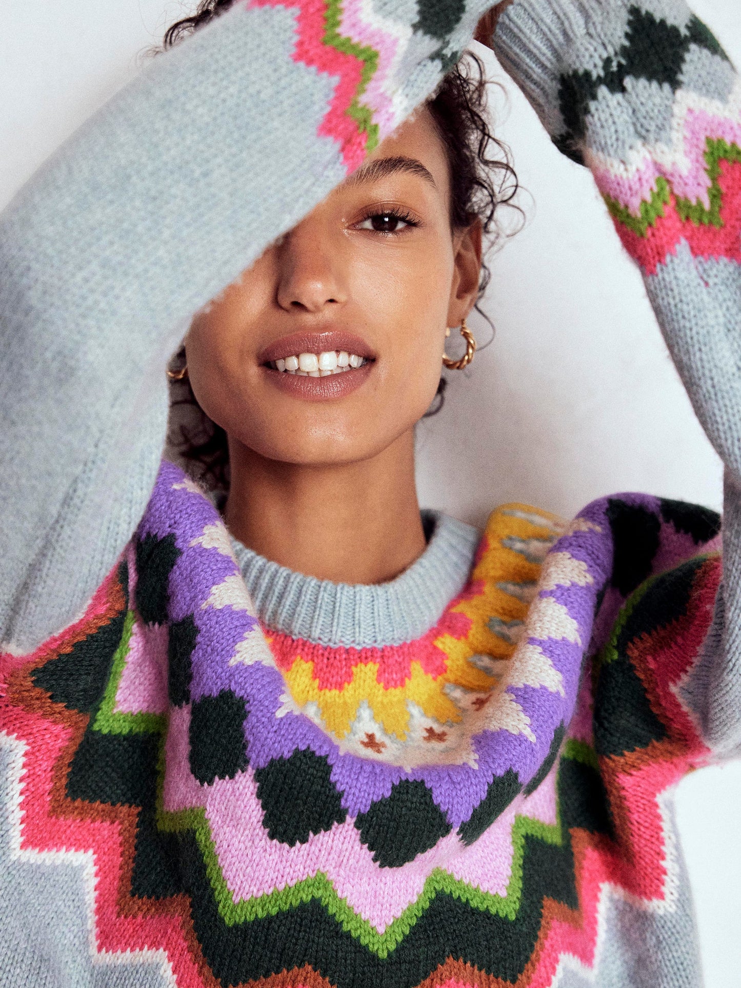 Eleanor Fair Isle Jumper-Tourmaline Blue Melange
