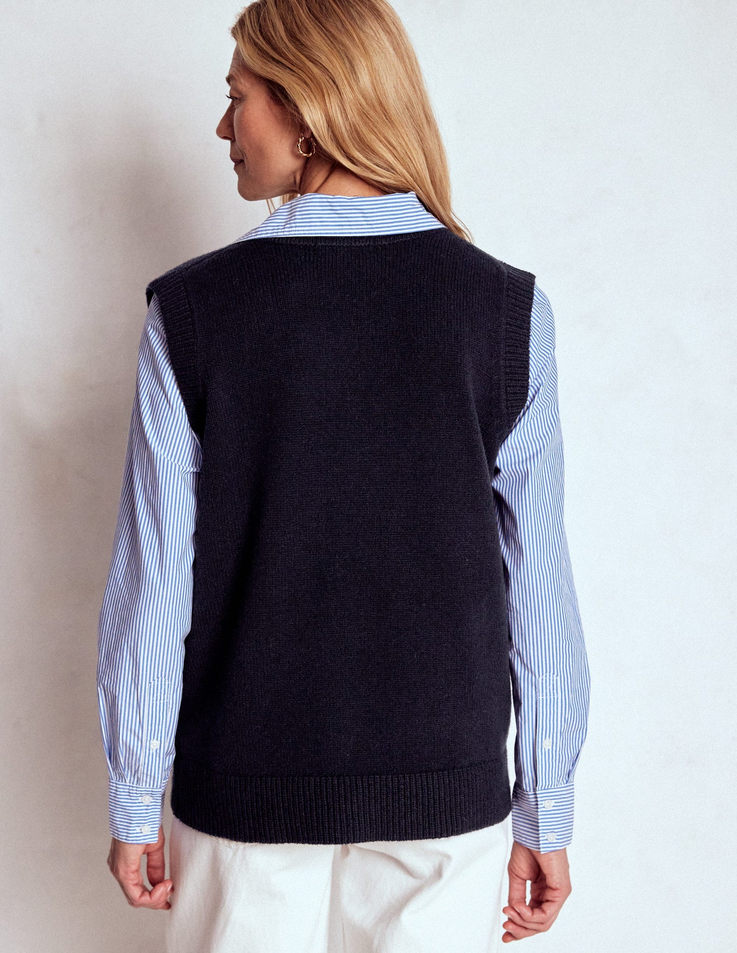 Marion Merino V-Neck Tank-Navy