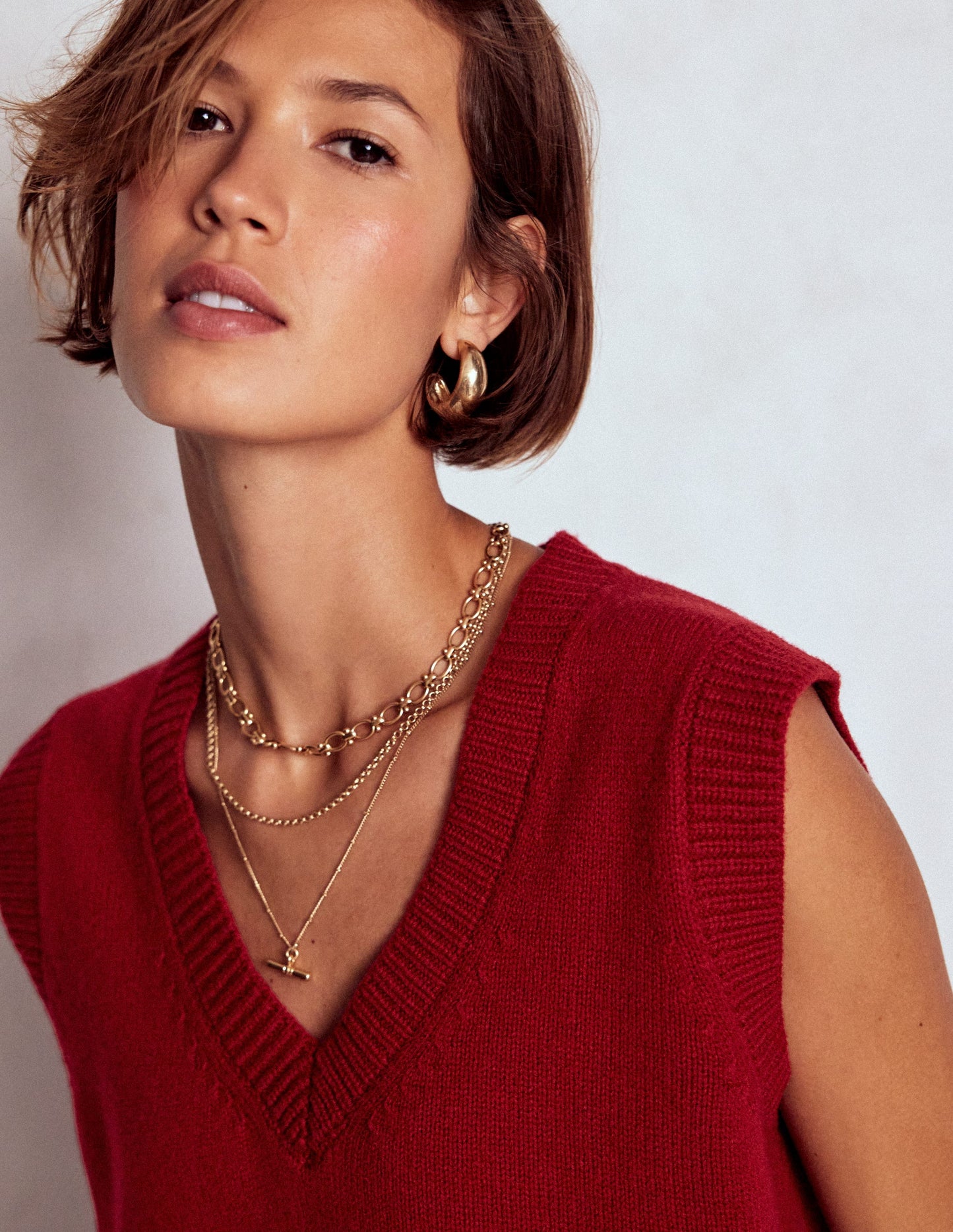 Marion Merino V-Neck Tank-Red Blooded