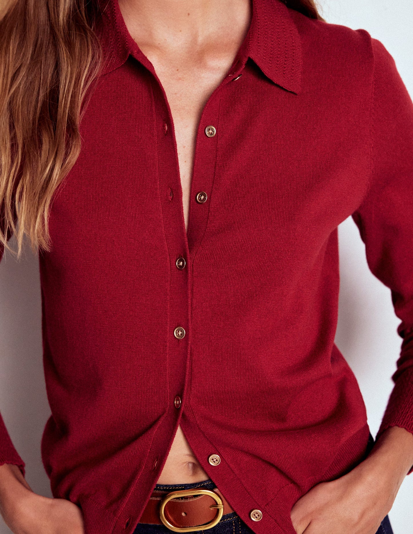 Briony Stitch Cardigan-Red Liquorice