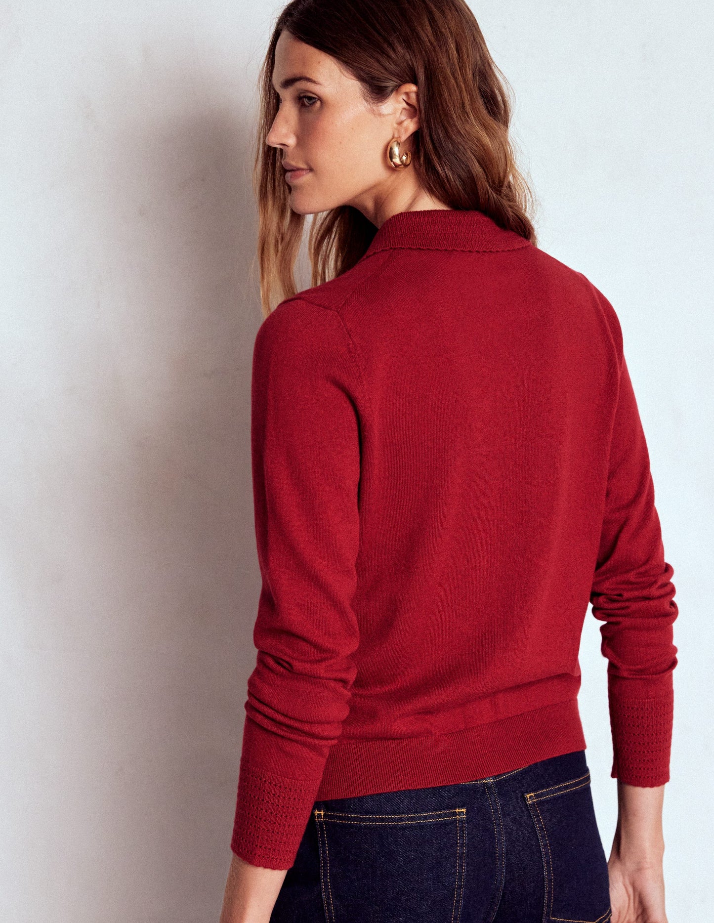 Briony Stitch Cardigan-Red Liquorice