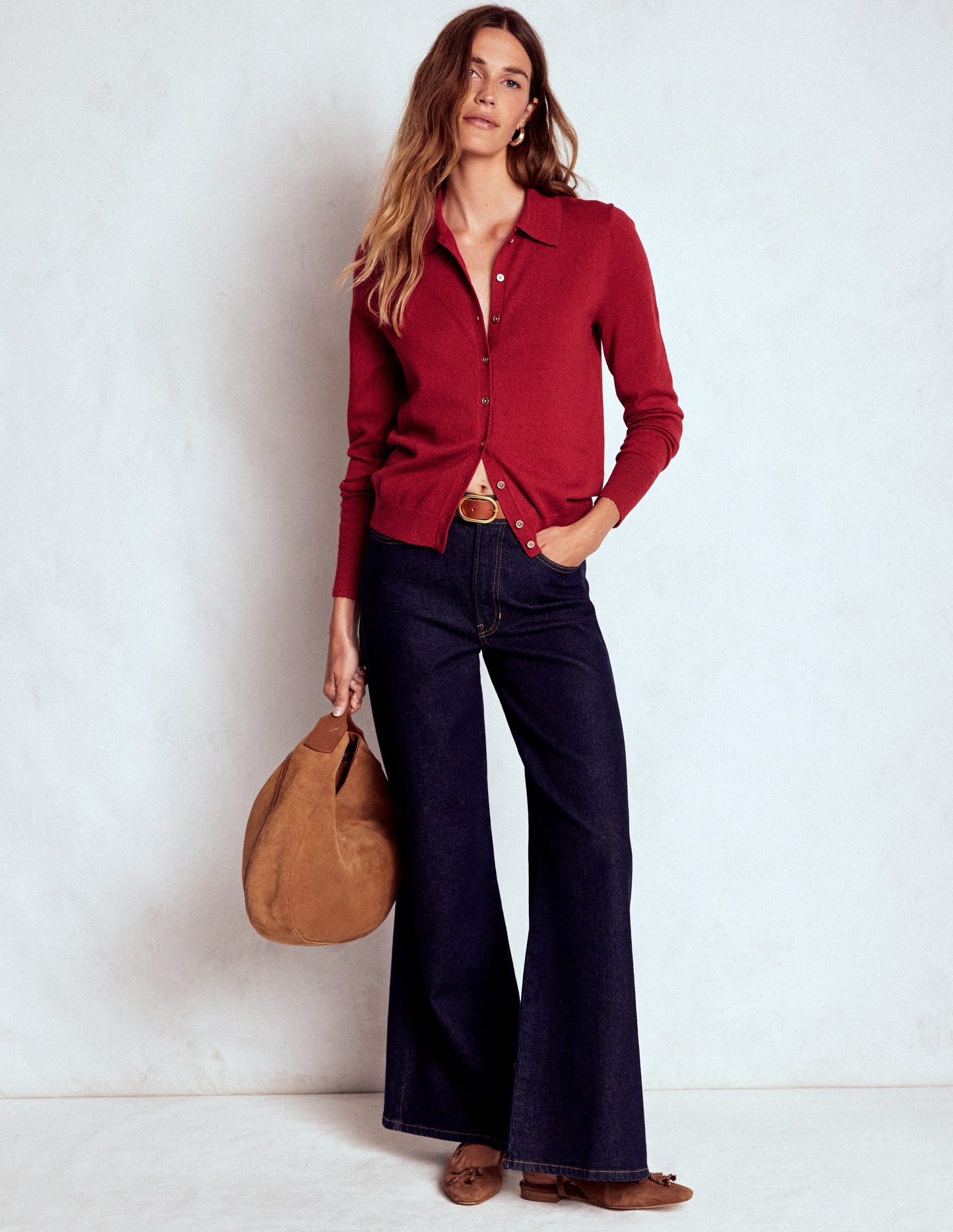 Briony Stitch Cardigan-Red Liquorice