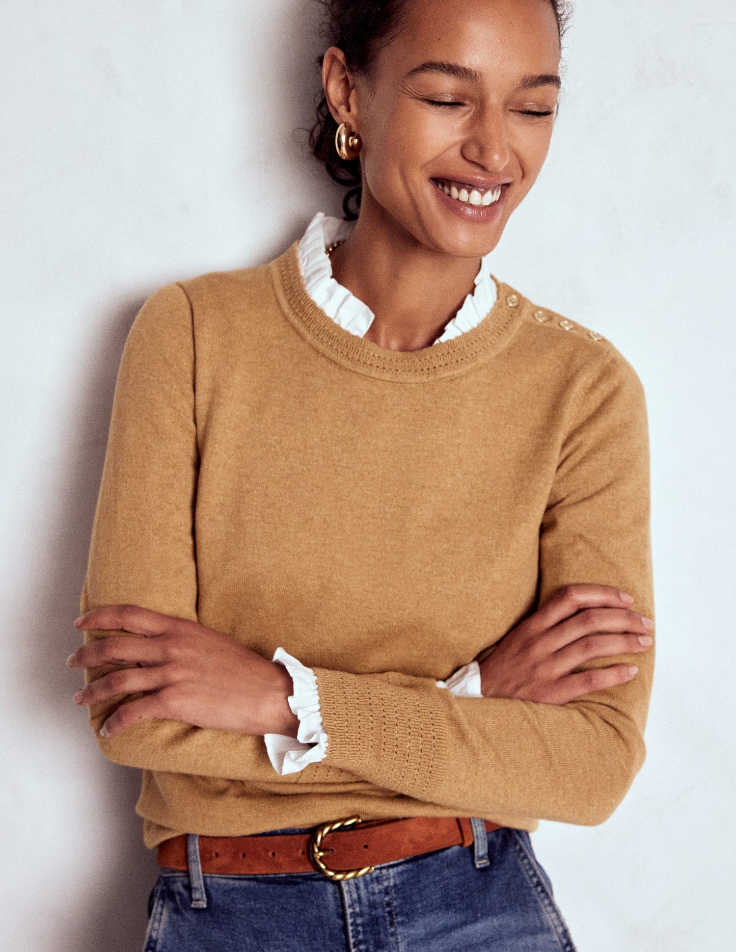 Briony Stitch Jumper-Camel Melange