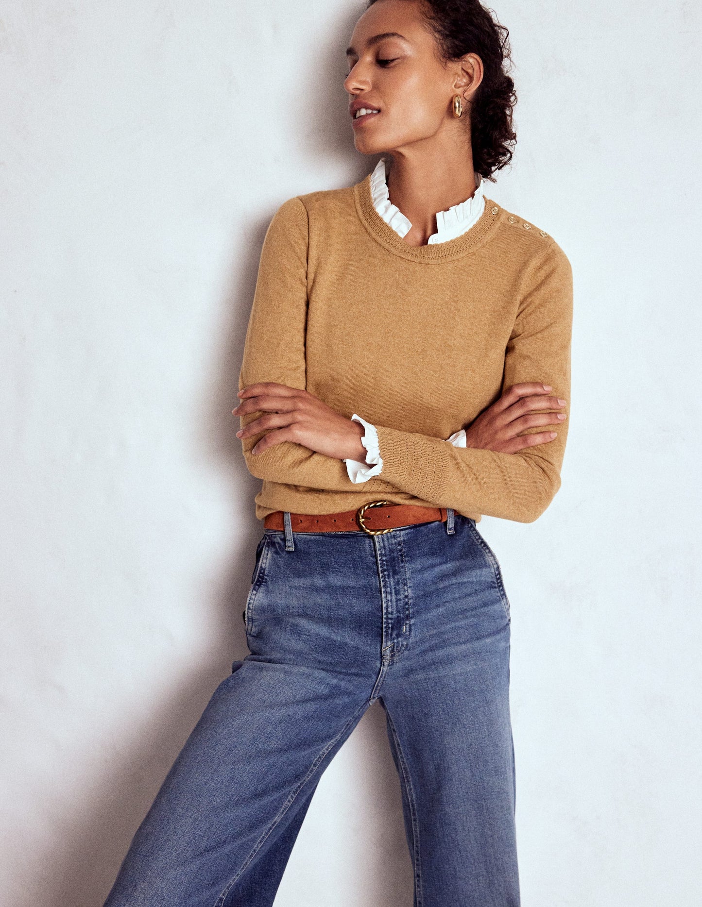 Briony Stitch Jumper-Camel Melange