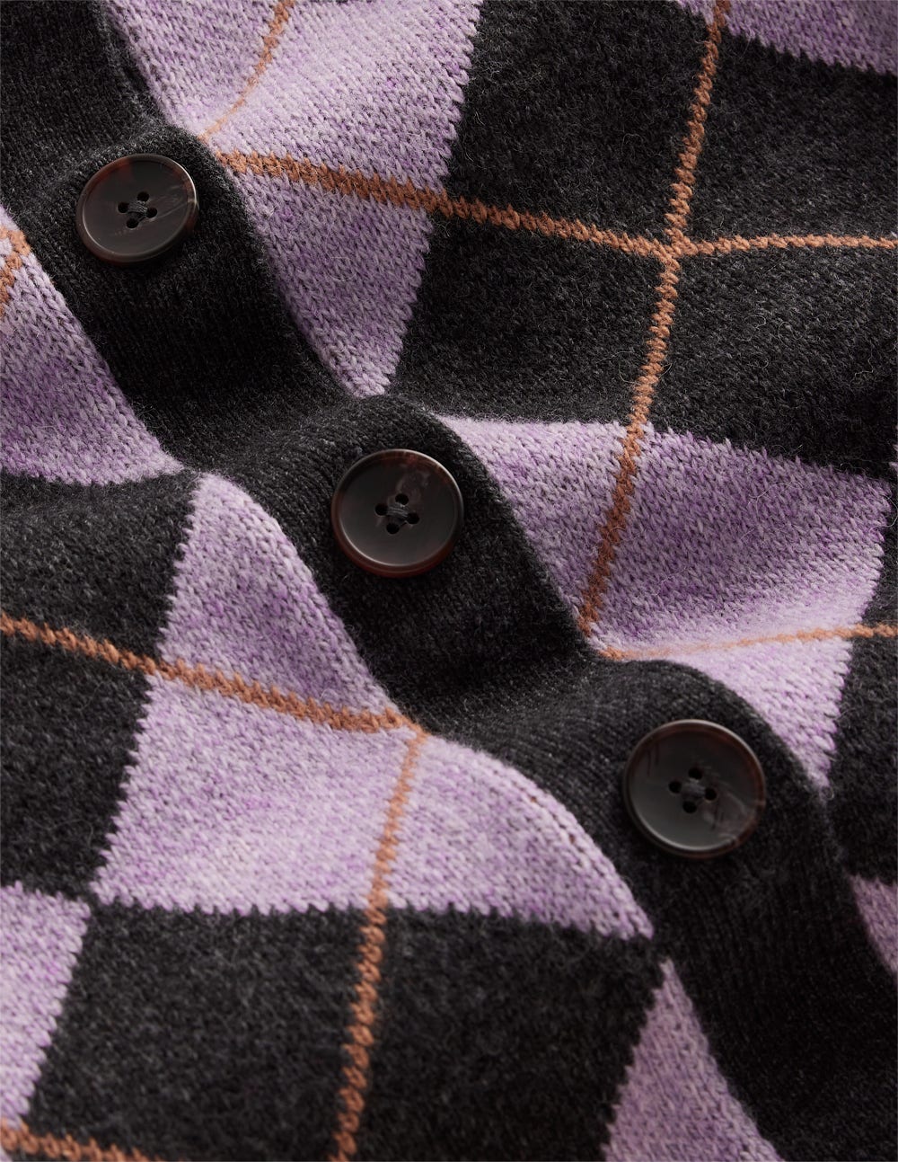 Abi Jacquard Cardigan-Lilac, Charcoal Melange Argyle