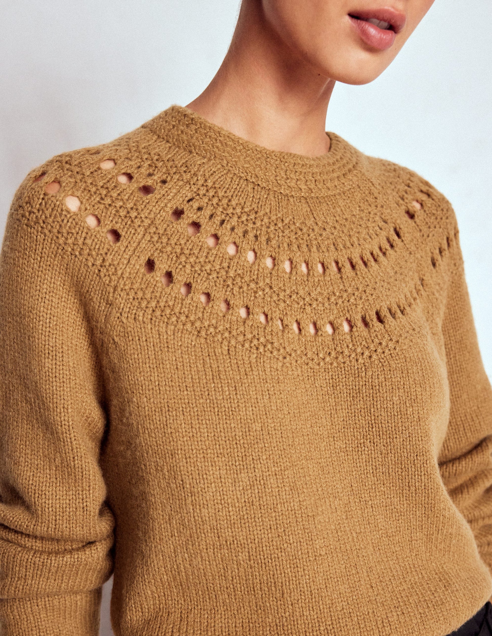 Fluffy Chunky Jumper-Camel Melange-2