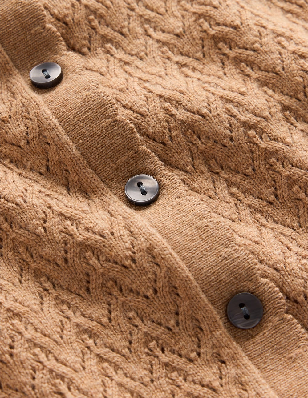 Diane Pointelle Cardigan-Camel Melange