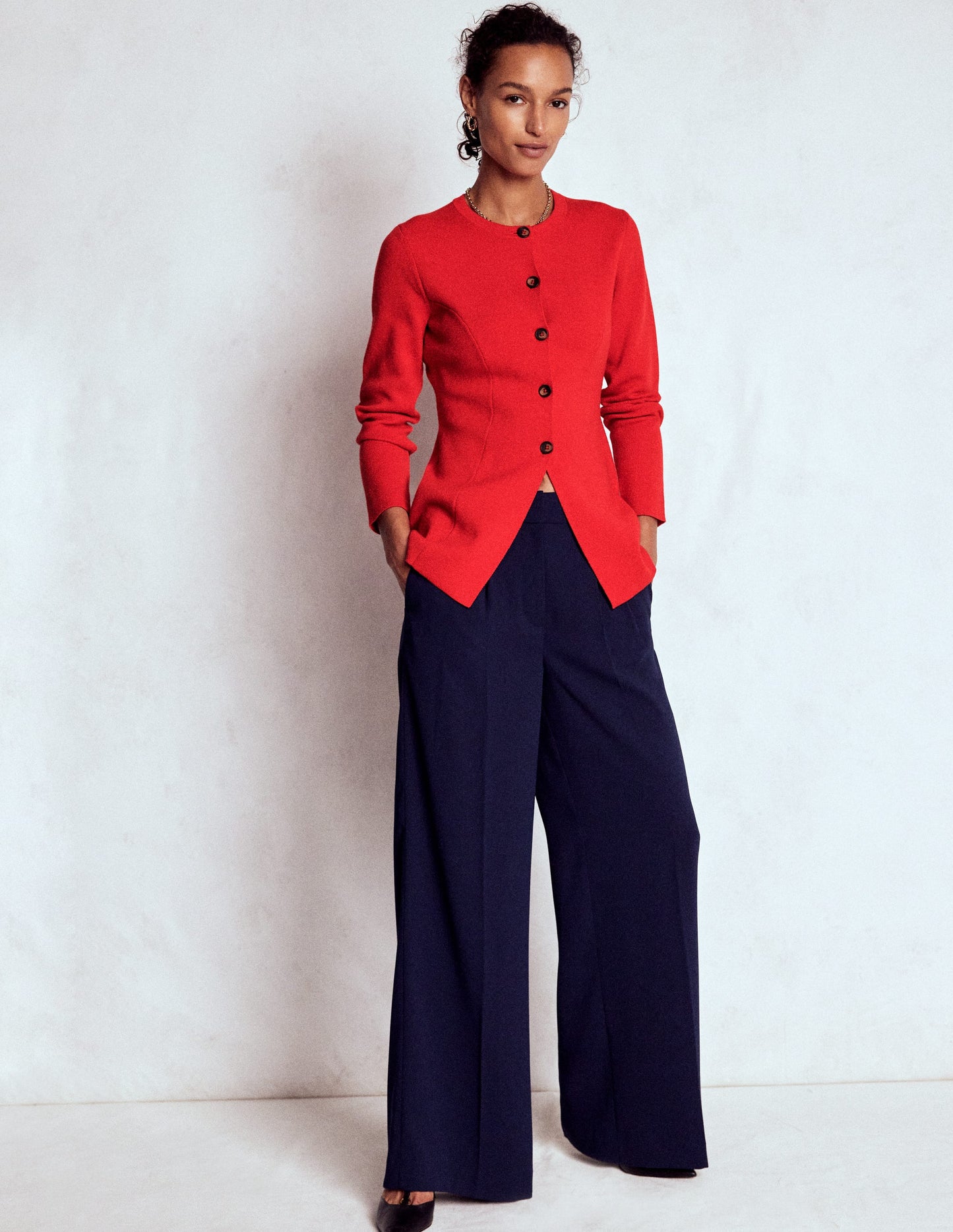 Joanna Fitted Knitted Jacket-Poppy Red