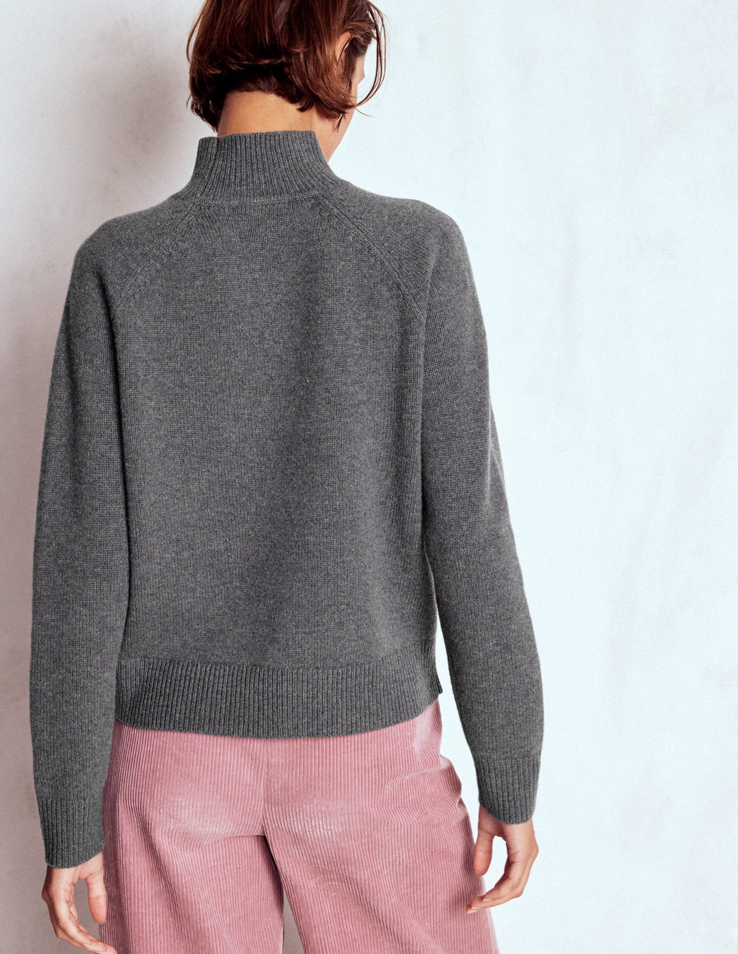 Marion Merino High Neck Jumper-Charcoal Melange