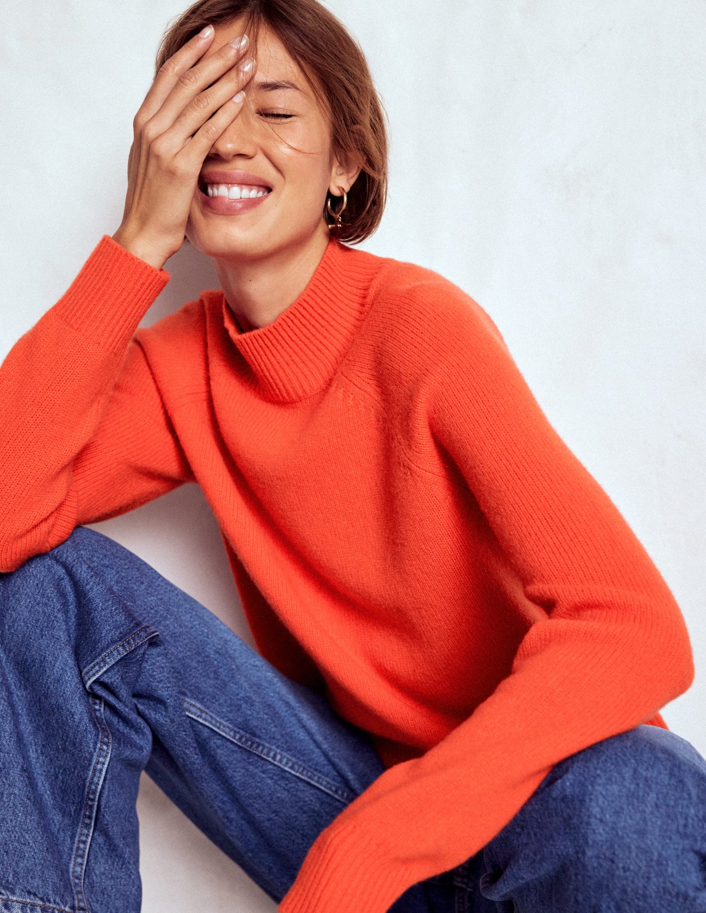 Marion Merino High Neck Jumper-Gladioli Orange