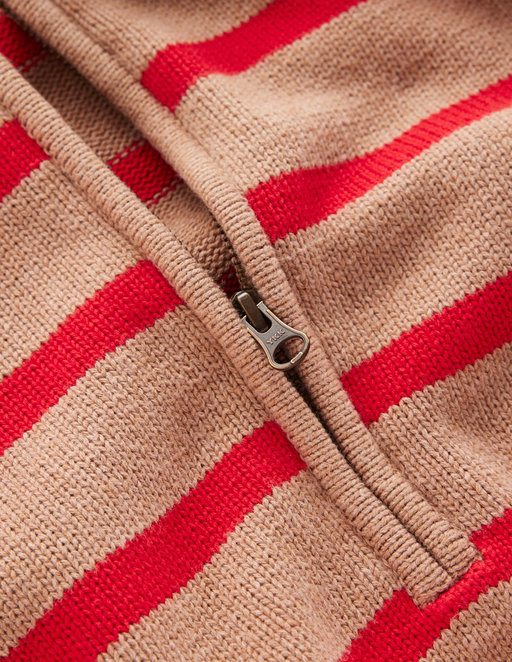 Lucy Half-zip Jumper-Camel Melange, Red Stripe