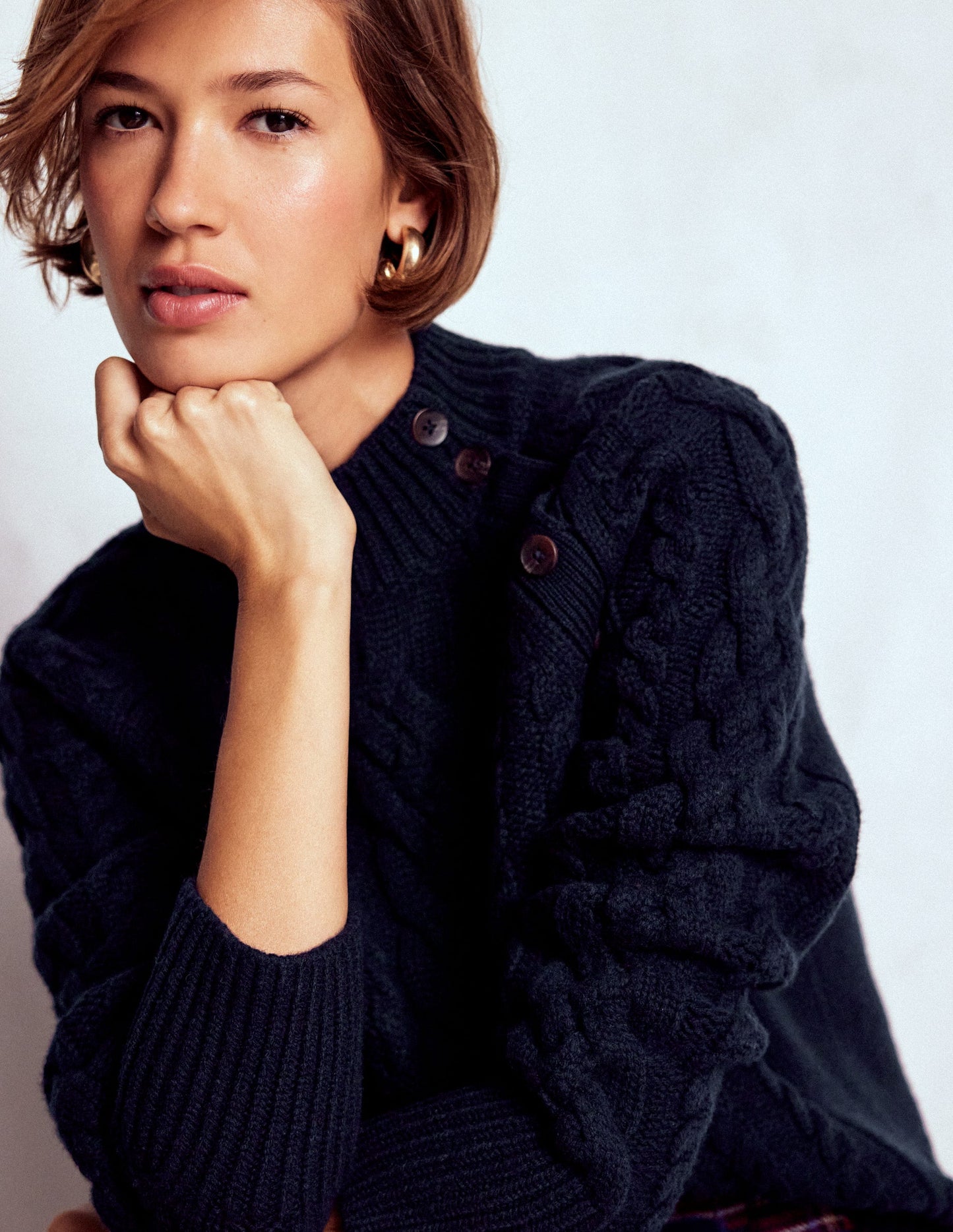 Amara Merino Cable Jumper-Navy