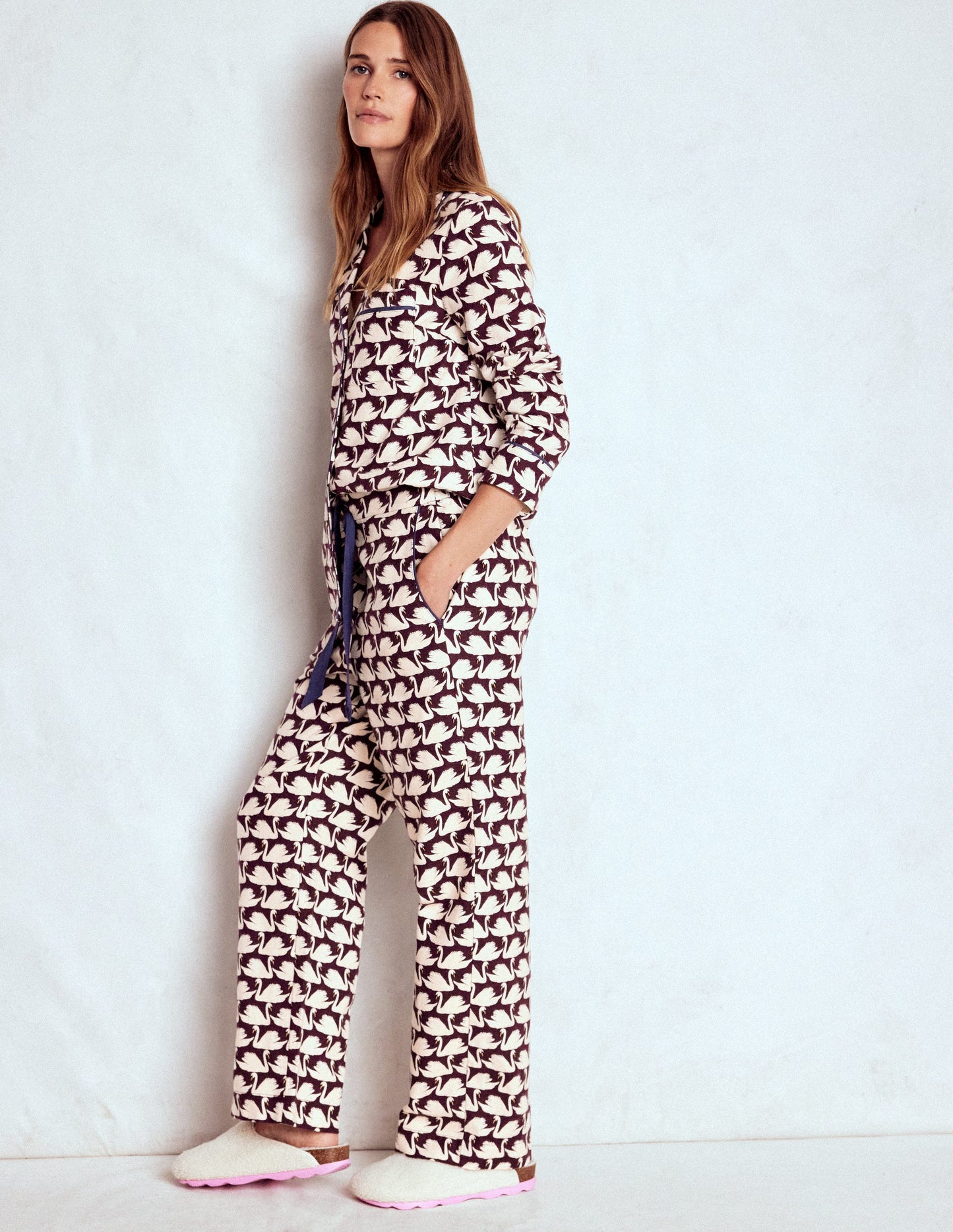 Brushed Cotton Pyjama Trousers-Winetasting, Geo Swan
