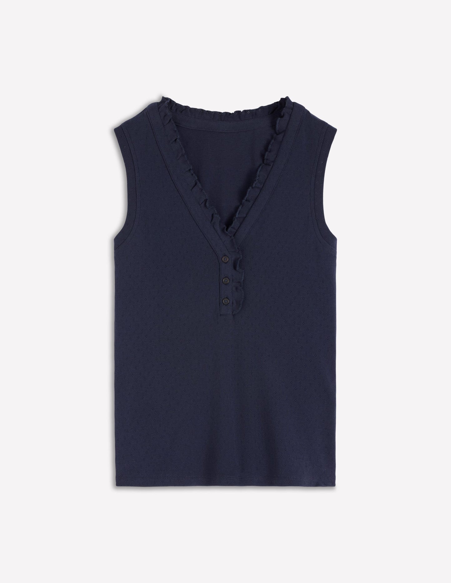 Jersey Henley Pyjama Vest-Dark Blue