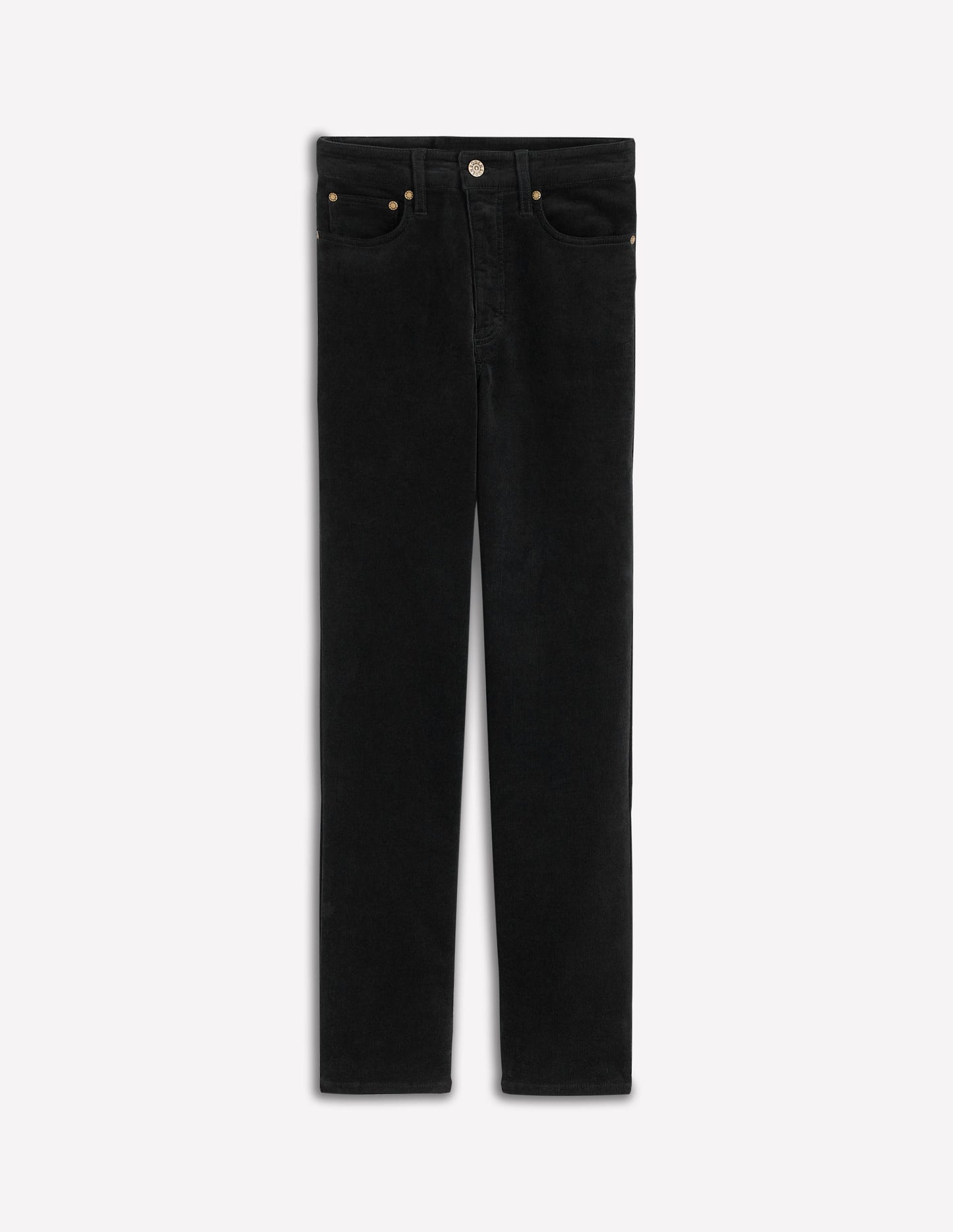High-Waisted Cord Slim Jeans-Black