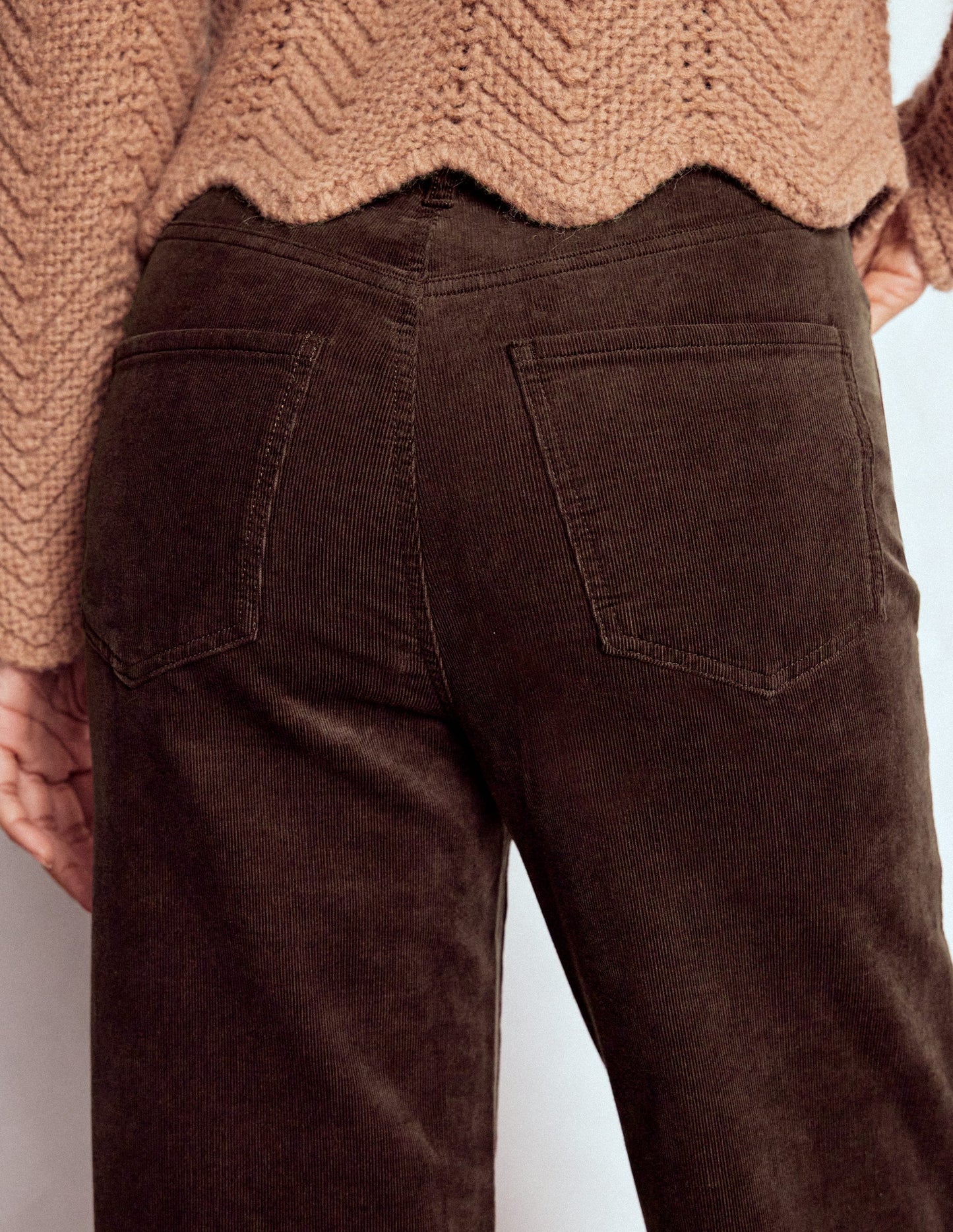 5-Pocket Cord Column Jeans-Espresso