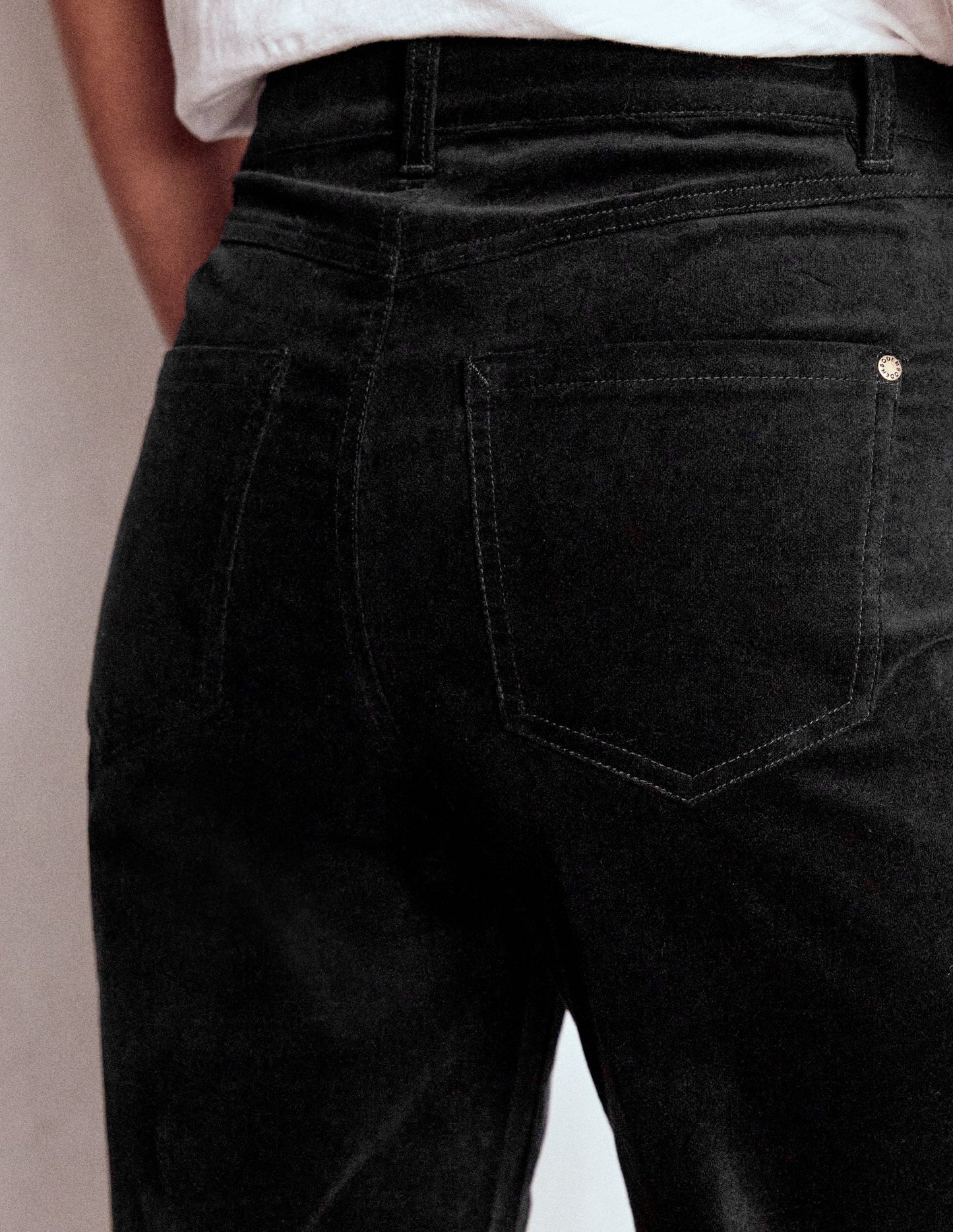 Velveteen Straight Jeans-Black